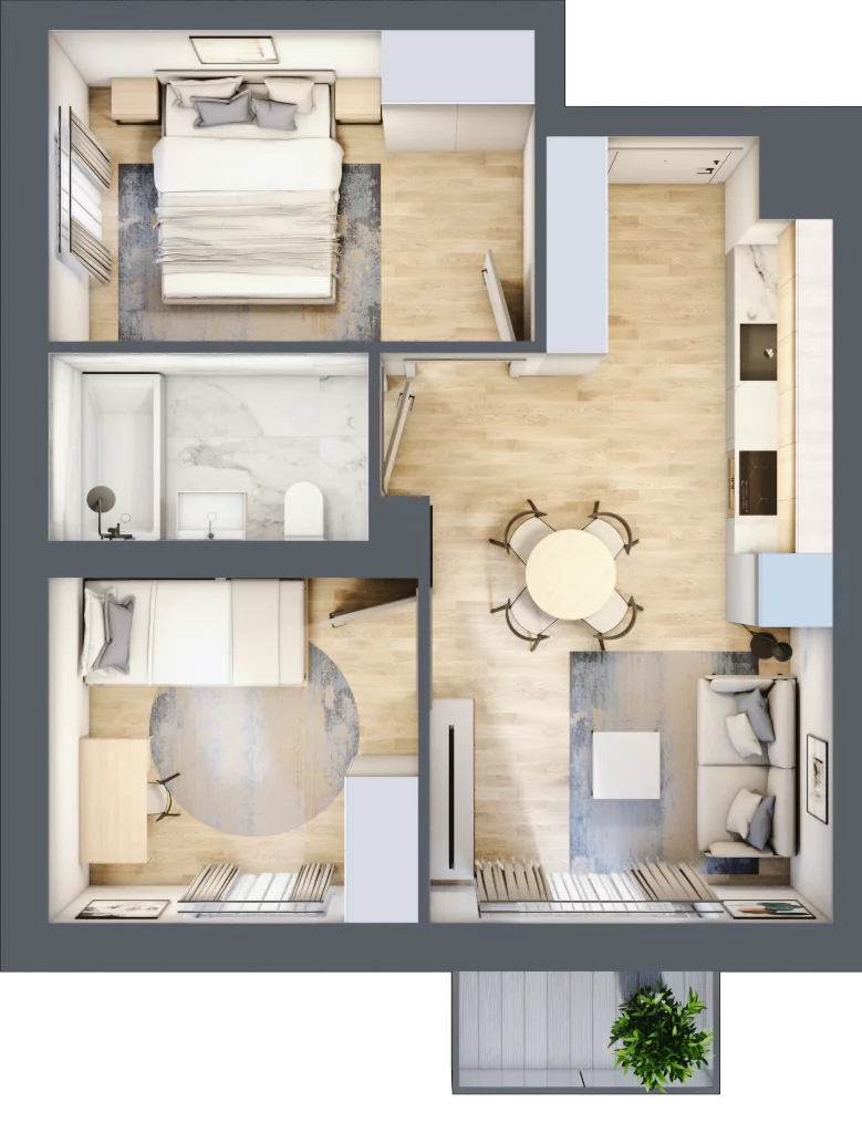 3 pokoje, mieszkanie 41,56 m², piętro 1, oferta nr G14, Osiedle Gwiazdowo, Gwiazdowo, ul. Mikołaja Kopernika