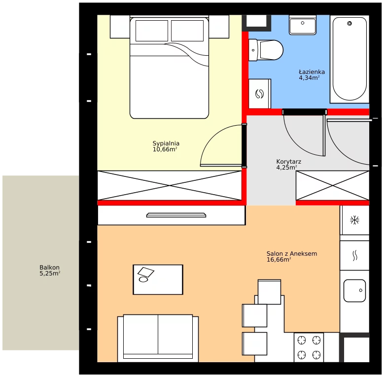 Zalety mieszkania 35.91 m², A30