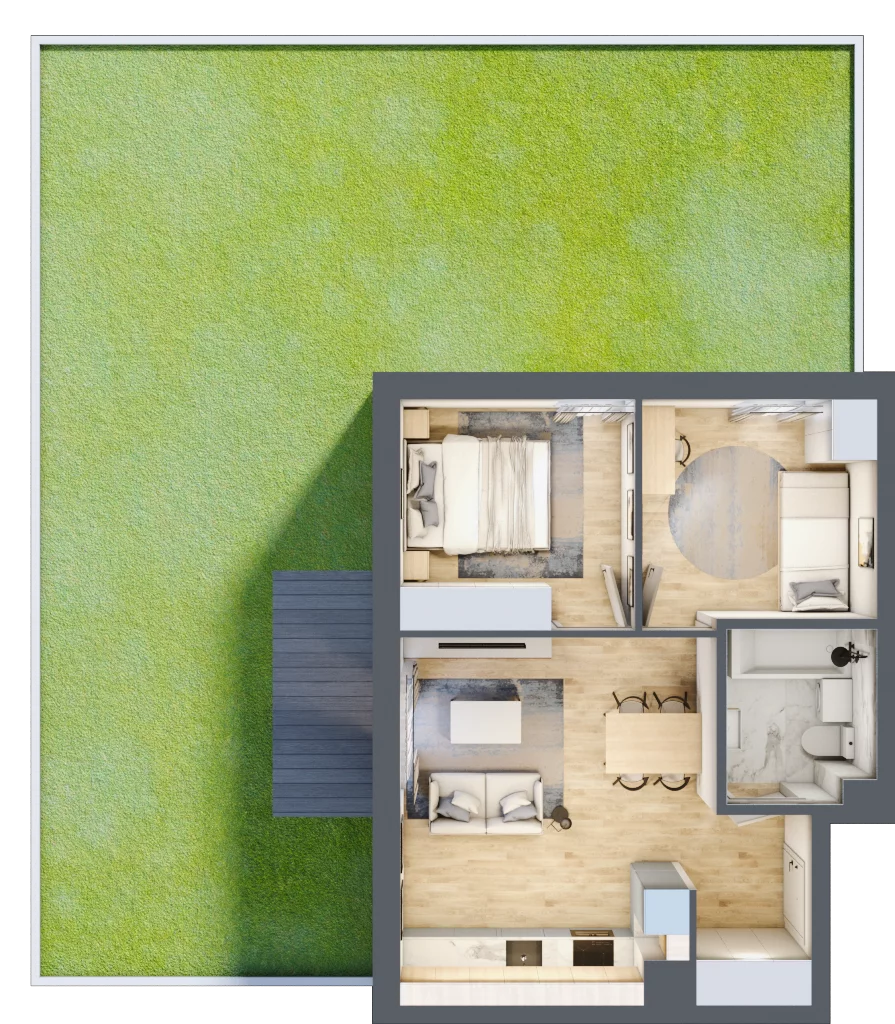 3 pokoje, mieszkanie 45,69 m², parter, oferta nr A07, Osiedle Wajdy 20, Kutno, ul. Andrzeja Wajdy 20