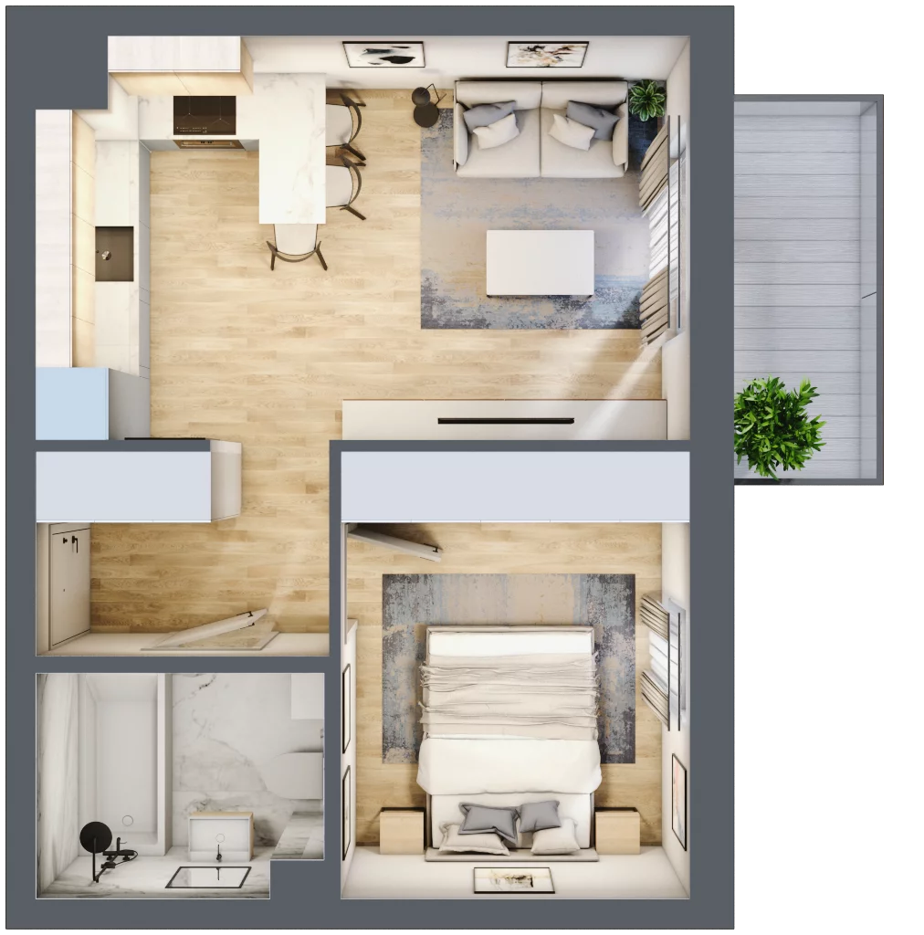 2 pokoje, mieszkanie 37,12 m², piętro 1, oferta nr A17, Osiedle Wajdy 20, Kutno, ul. Andrzeja Wajdy 20