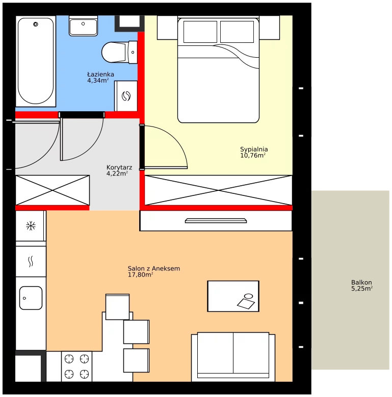 Zalety mieszkania 37.12 m², A18