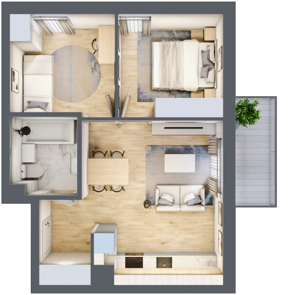 3 pokoje, mieszkanie 45,69 m², piętro 3, oferta nr A34, Osiedle Wajdy 20, Kutno, ul. Andrzeja Wajdy 20