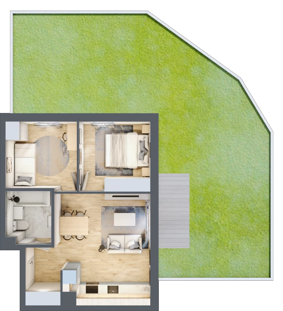 3 pokoje, mieszkanie 45,69 m², parter, oferta nr A08, Osiedle Wajdy 20, Kutno, ul. Andrzeja Wajdy 20