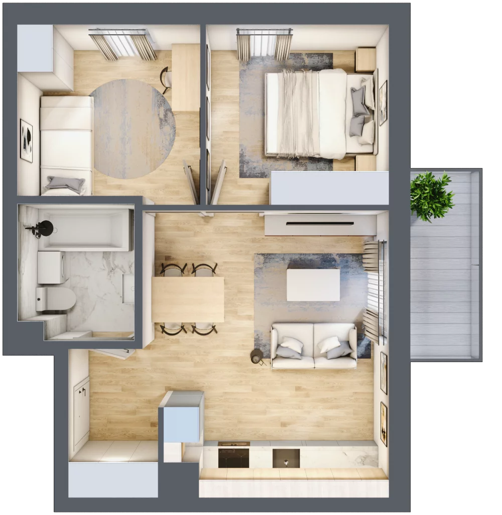 3 pokoje, mieszkanie 45,69 m², piętro 2, oferta nr A25, Osiedle Wajdy 20, Kutno, ul. Andrzeja Wajdy 20
