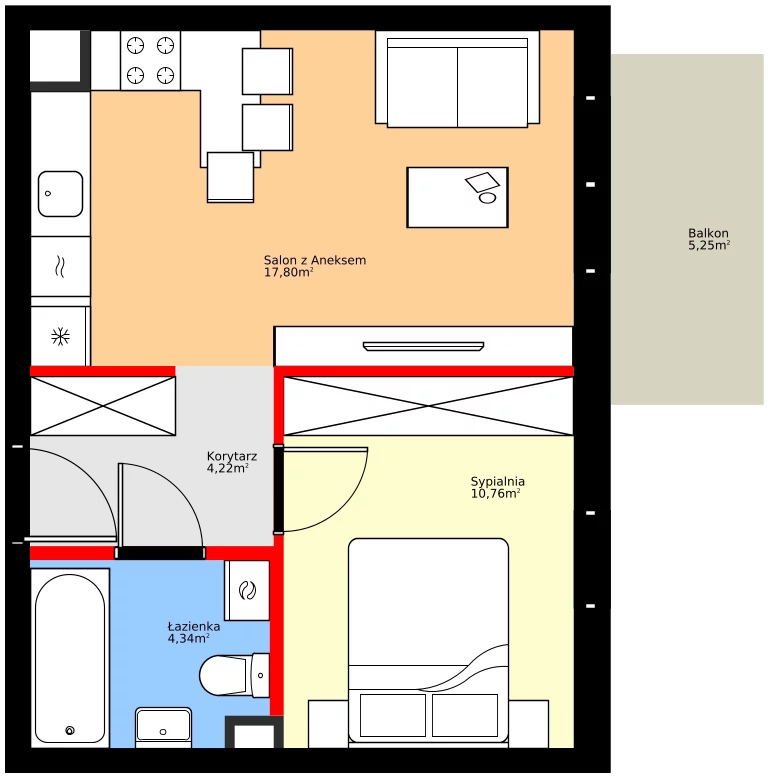 Zalety mieszkania 37.12 m², A26
