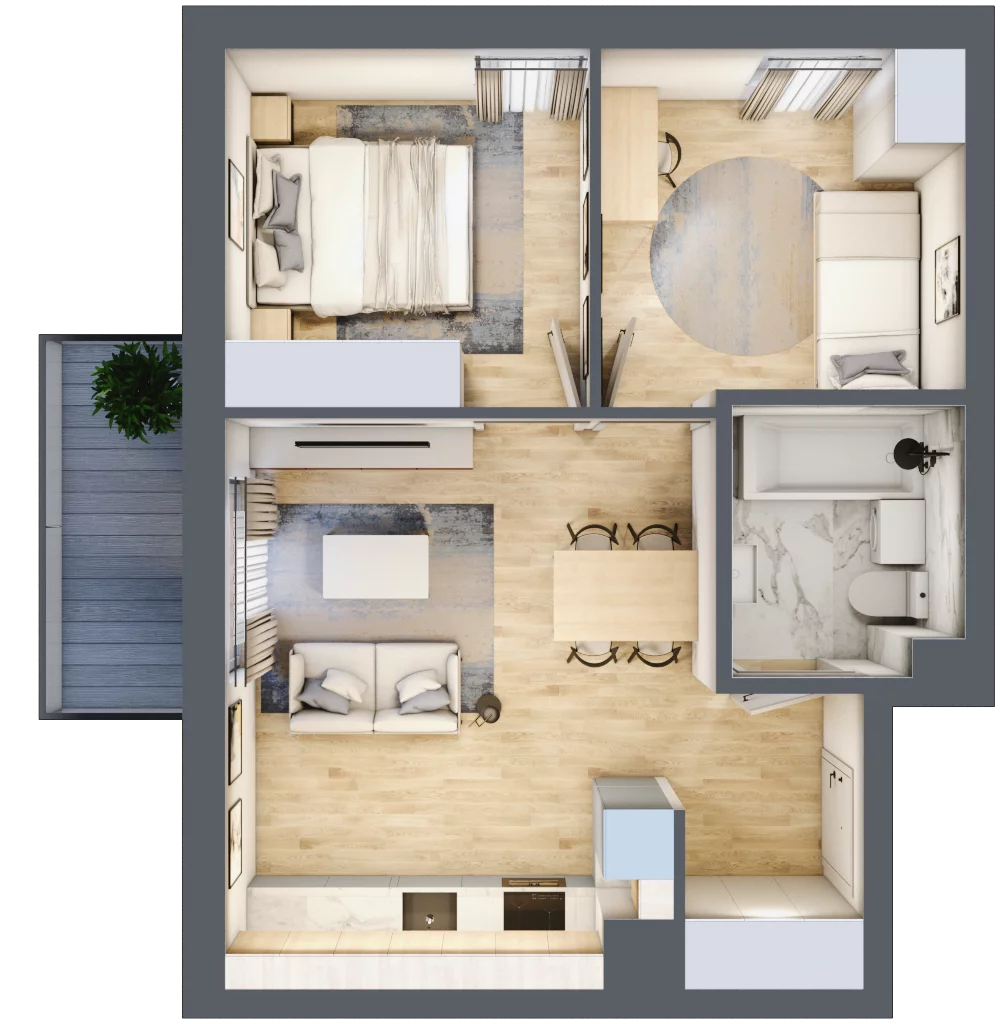 3 pokoje, mieszkanie 45,69 m², piętro 2, oferta nr A24, Osiedle Wajdy 20, Kutno, ul. Andrzeja Wajdy 20