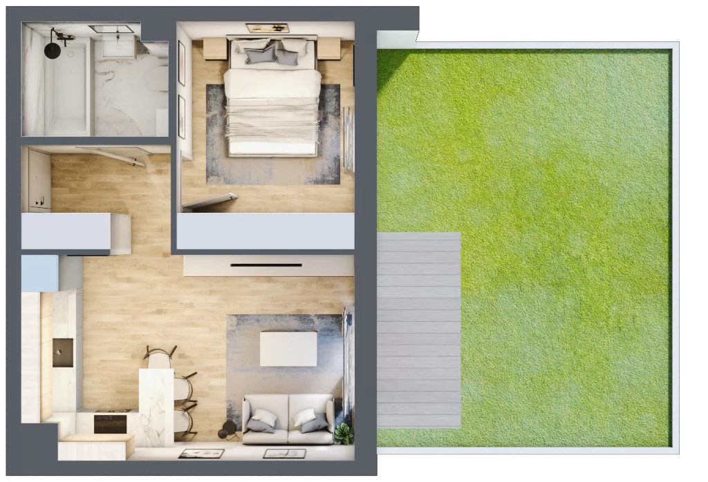 2 pokoje, mieszkanie 37,12 m², parter, oferta nr A01, Osiedle Wajdy 20, Kutno, ul. Andrzeja Wajdy 20