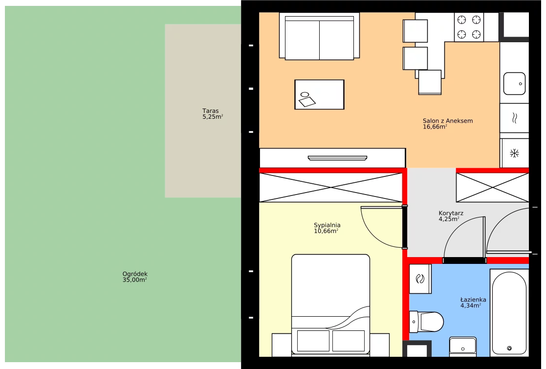 Zalety mieszkania 35.91 m², A06
