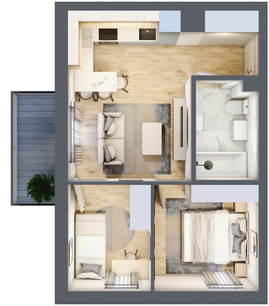 3 pokoje, mieszkanie 40,62 m², piętro 4, oferta nr A38, Osiedle Wajdy 20, Kutno, ul. Andrzeja Wajdy 20