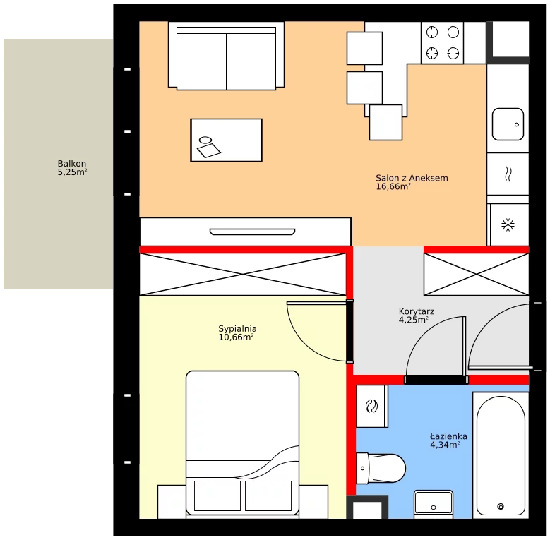 Zalety mieszkania 35.91 m², A23