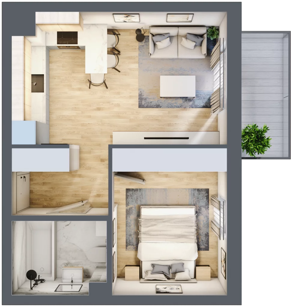 2 pokoje, mieszkanie 37,12 m², piętro 4, oferta nr A44, Osiedle Wajdy 20, Kutno, ul. Andrzeja Wajdy 20
