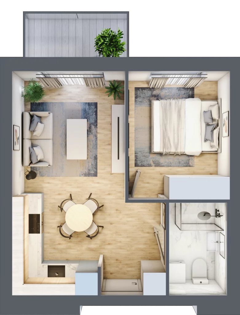 2 pokoje, mieszkanie 32,54 m², parter, oferta nr B01, Dąbrowskiego 9, Szczecin, Zachód, Nowe Miasto, ul. Dąbrowskiego / Piekary