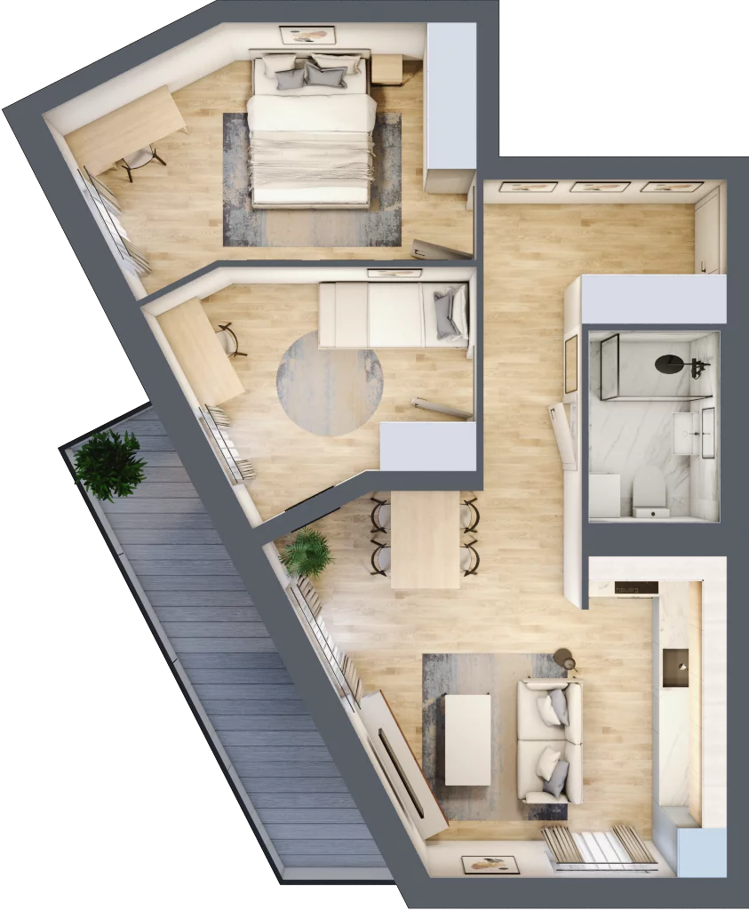3 pokoje, mieszkanie 56,07 m², parter, oferta nr B06, Dąbrowskiego 9, Szczecin, Zachód, Nowe Miasto, ul. Dąbrowskiego / Piekary