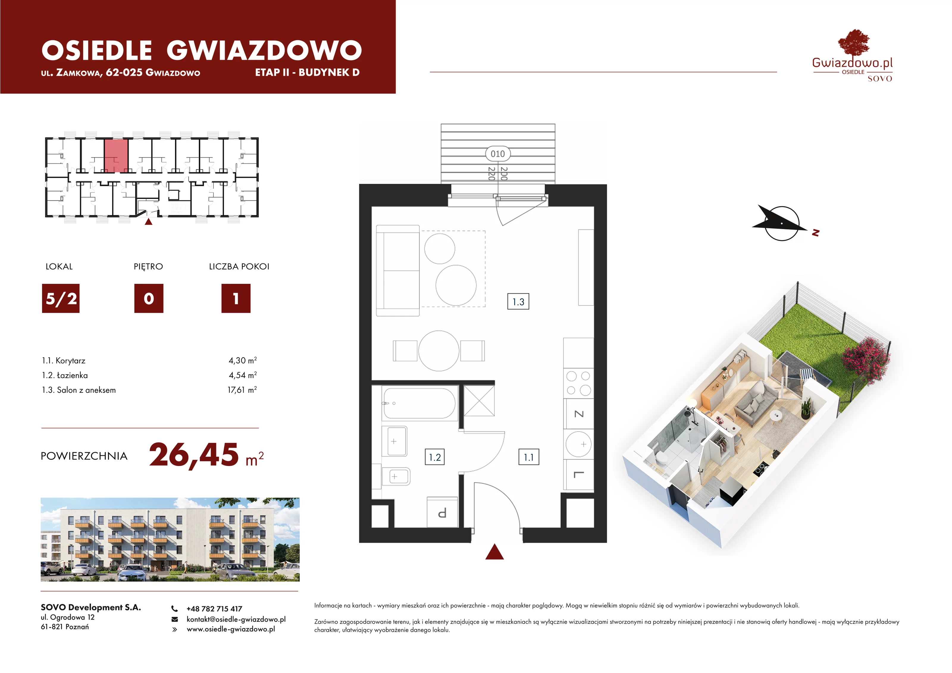 Mieszkanie 26,45 m², parter, oferta nr D5/2, Osiedle Gwiazdowo, Gwiazdowo, ul. Mikołaja Kopernika