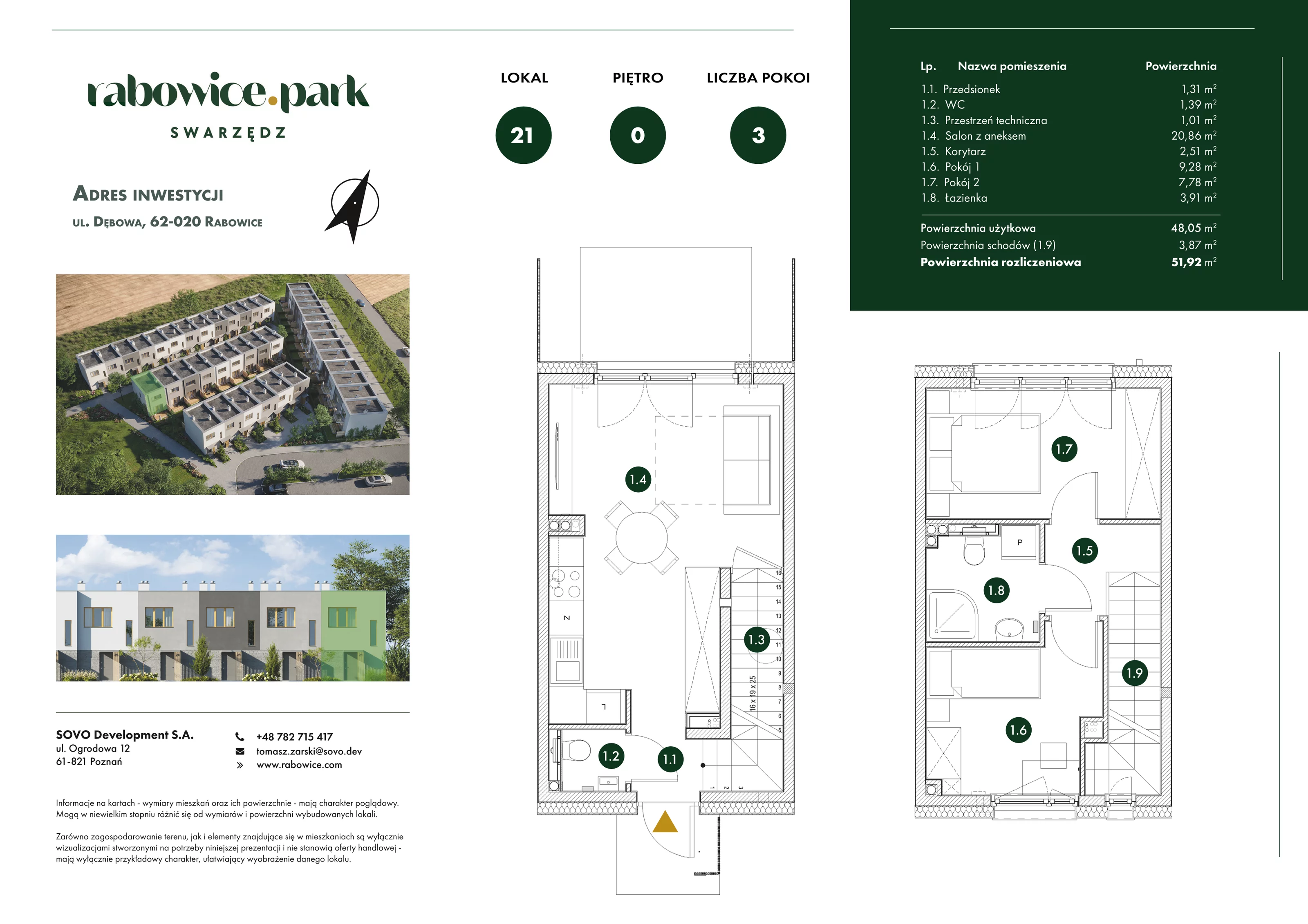 Mieszkanie 51,92 m², parter, oferta nr 21, Rabowice Park, Rabowice, ul. Dębowa