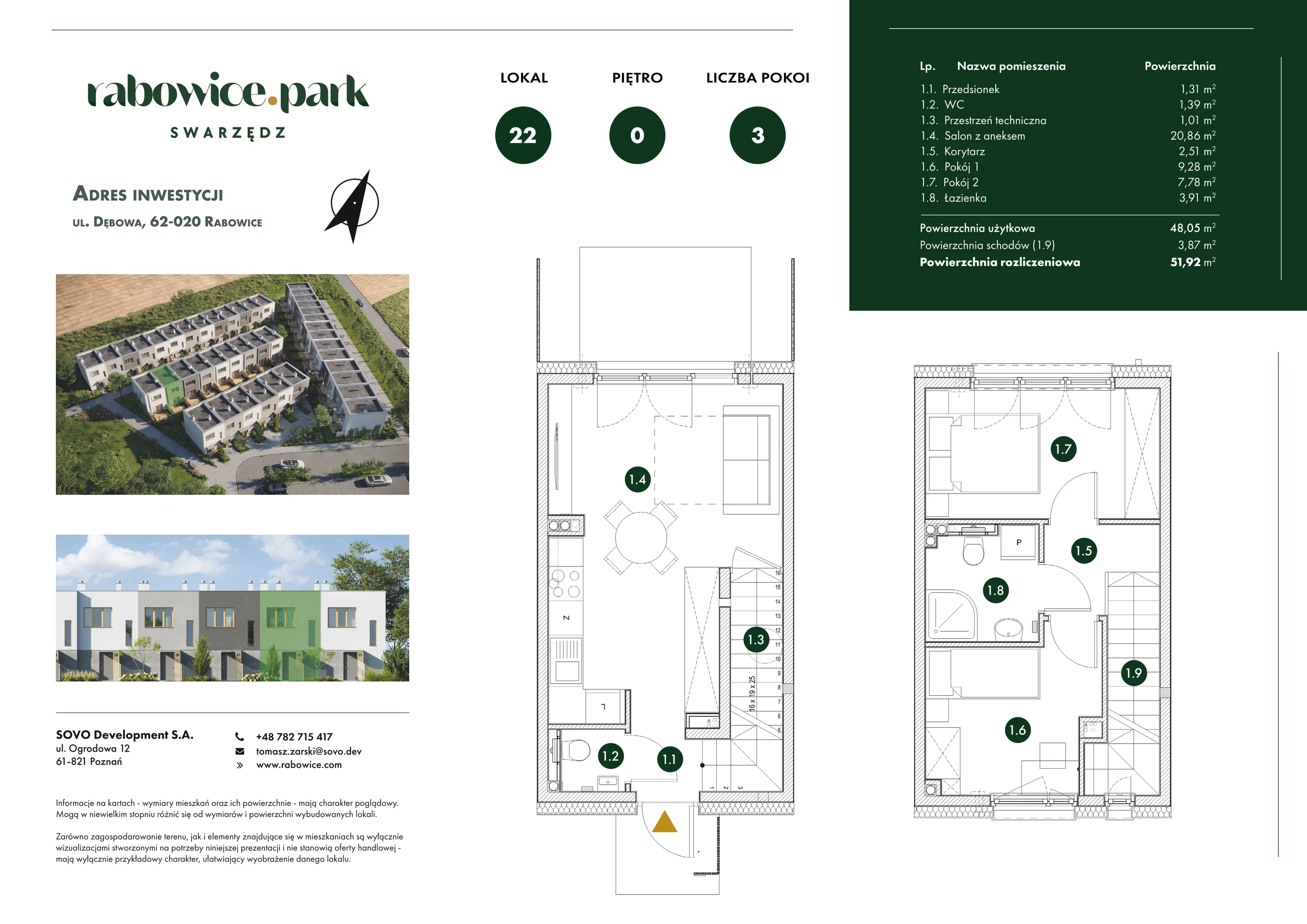 Mieszkanie 51,92 m², parter, oferta nr 22, Rabowice Park, Rabowice, ul. Dębowa