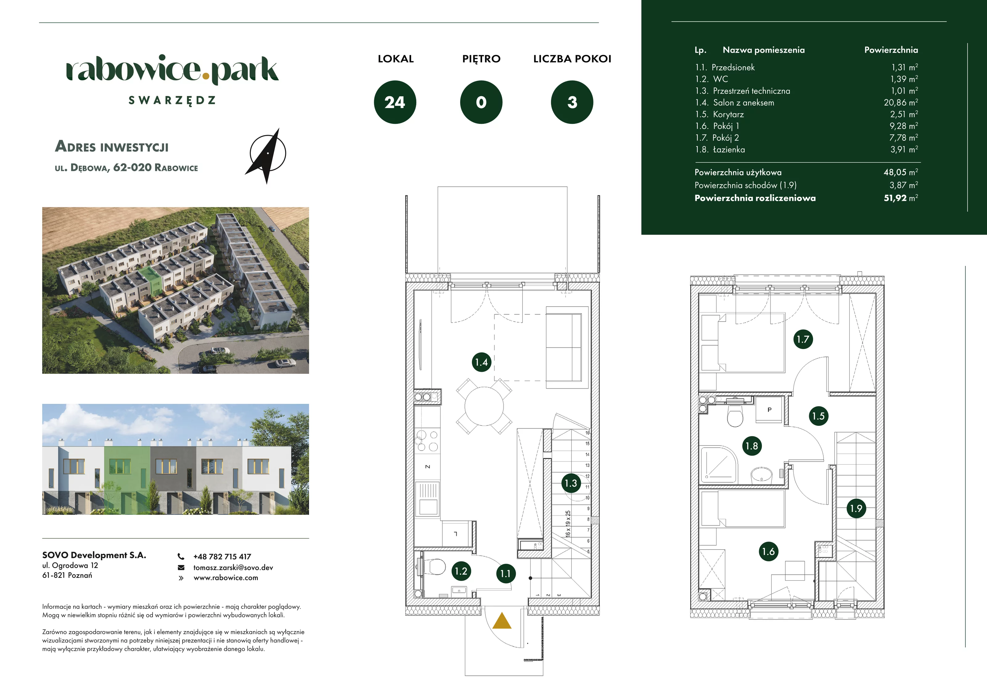 Mieszkanie 51,92 m², parter, oferta nr 24, Rabowice Park, Rabowice, ul. Dębowa