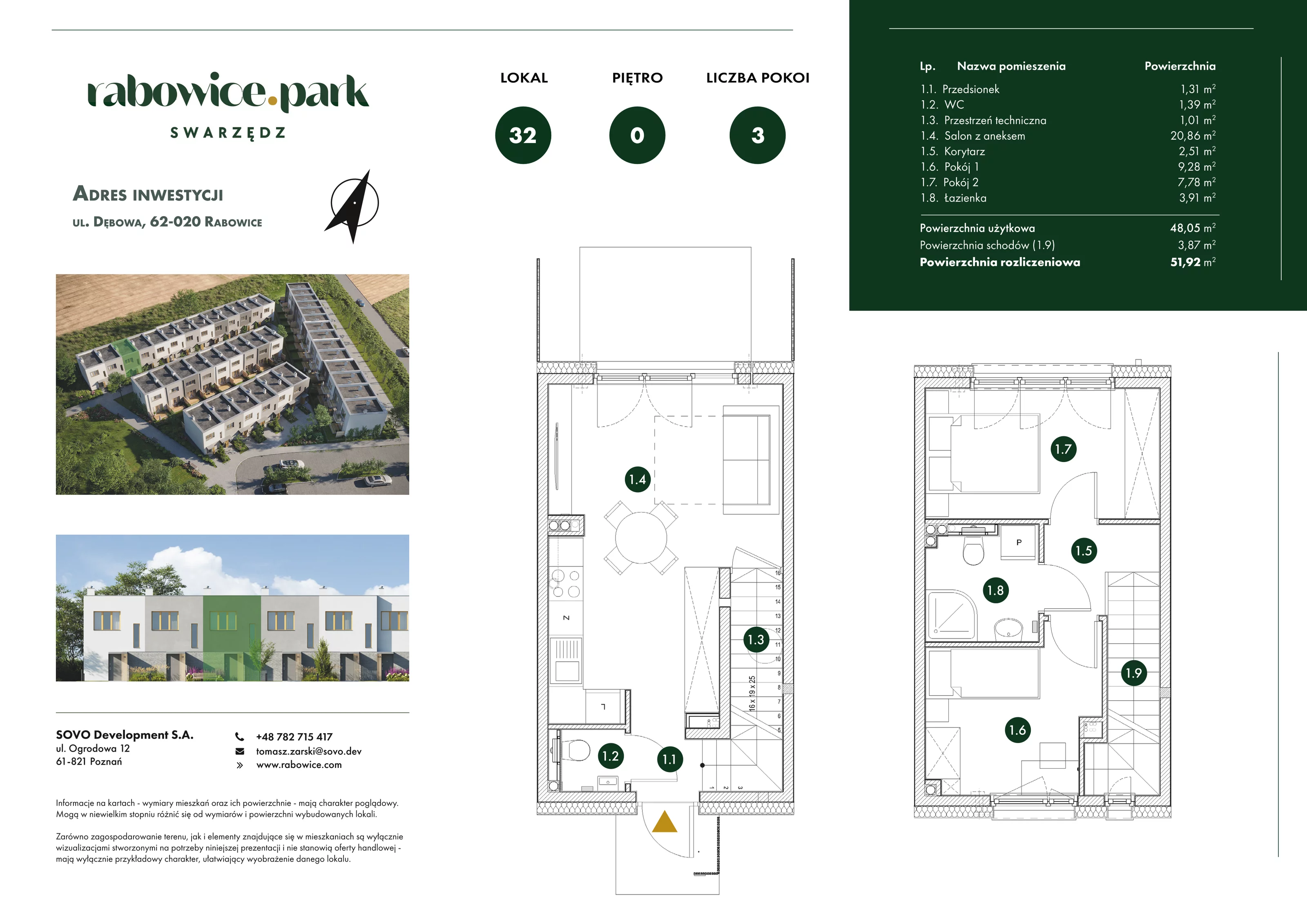 Mieszkanie 51,92 m², parter, oferta nr 32, Rabowice Park, Rabowice, ul. Dębowa