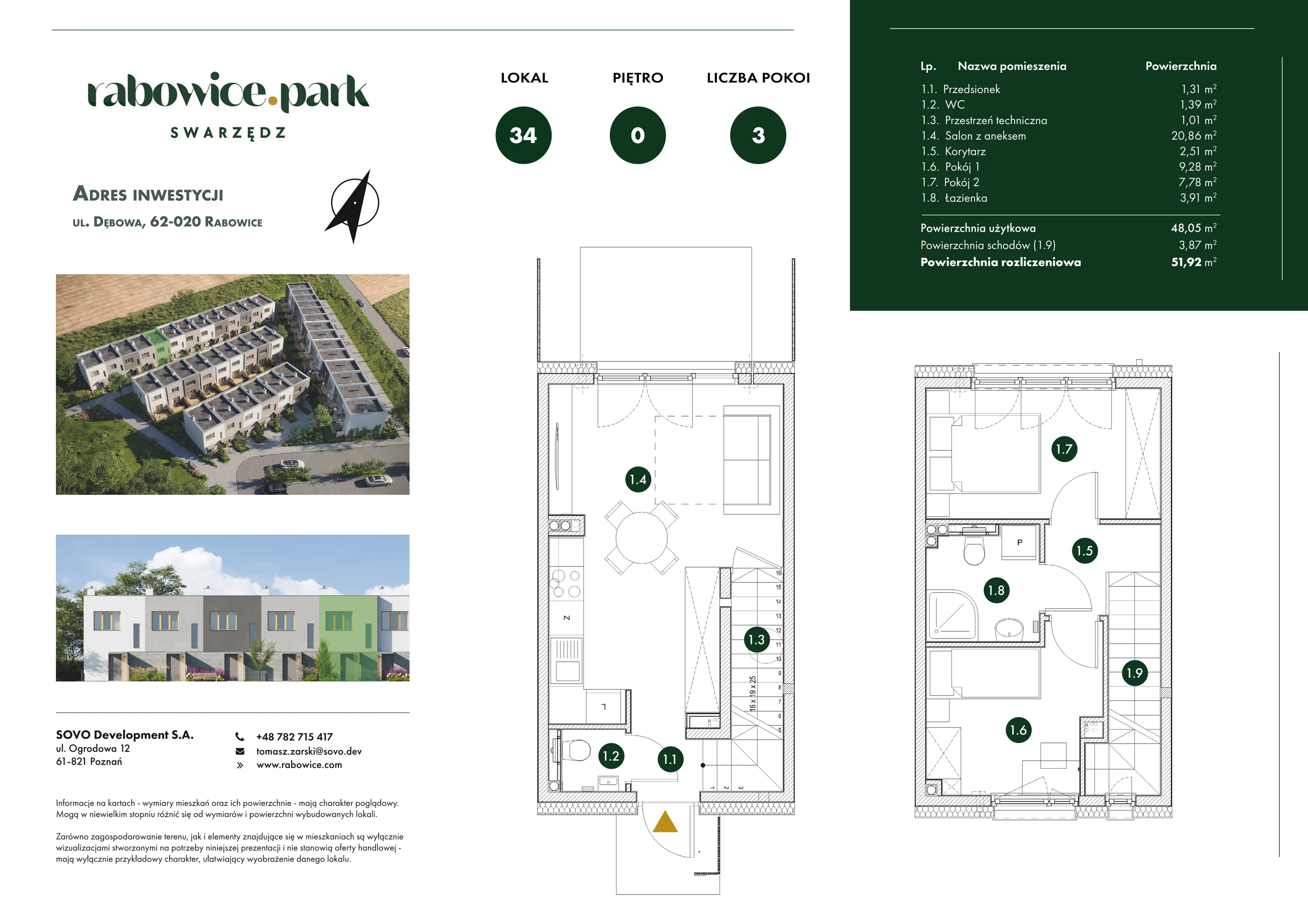 Mieszkanie 51,92 m², parter, oferta nr 34, Rabowice Park, Rabowice, ul. Dębowa