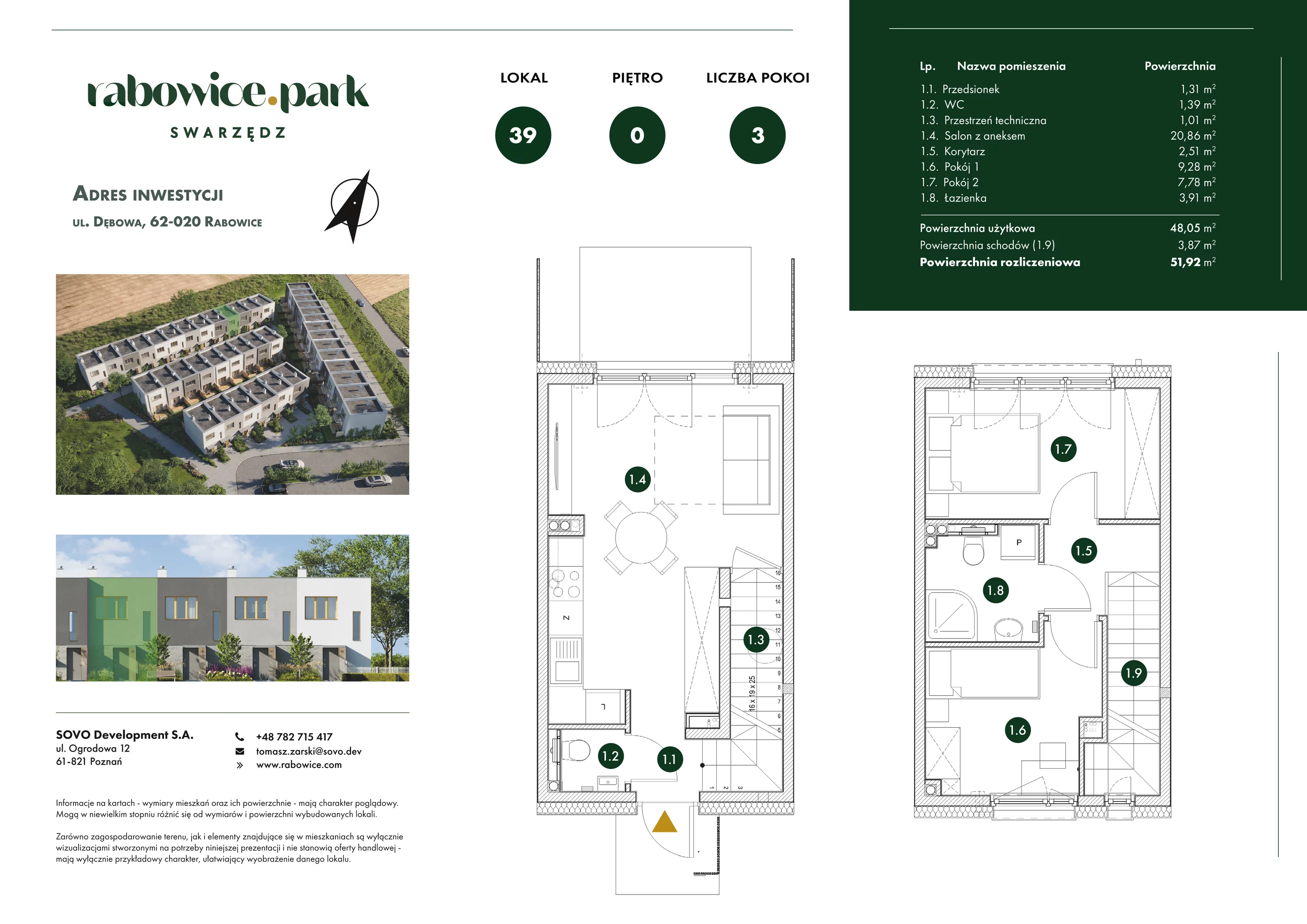 Mieszkanie 51,92 m², parter, oferta nr 39, Rabowice Park, Rabowice, ul. Dębowa