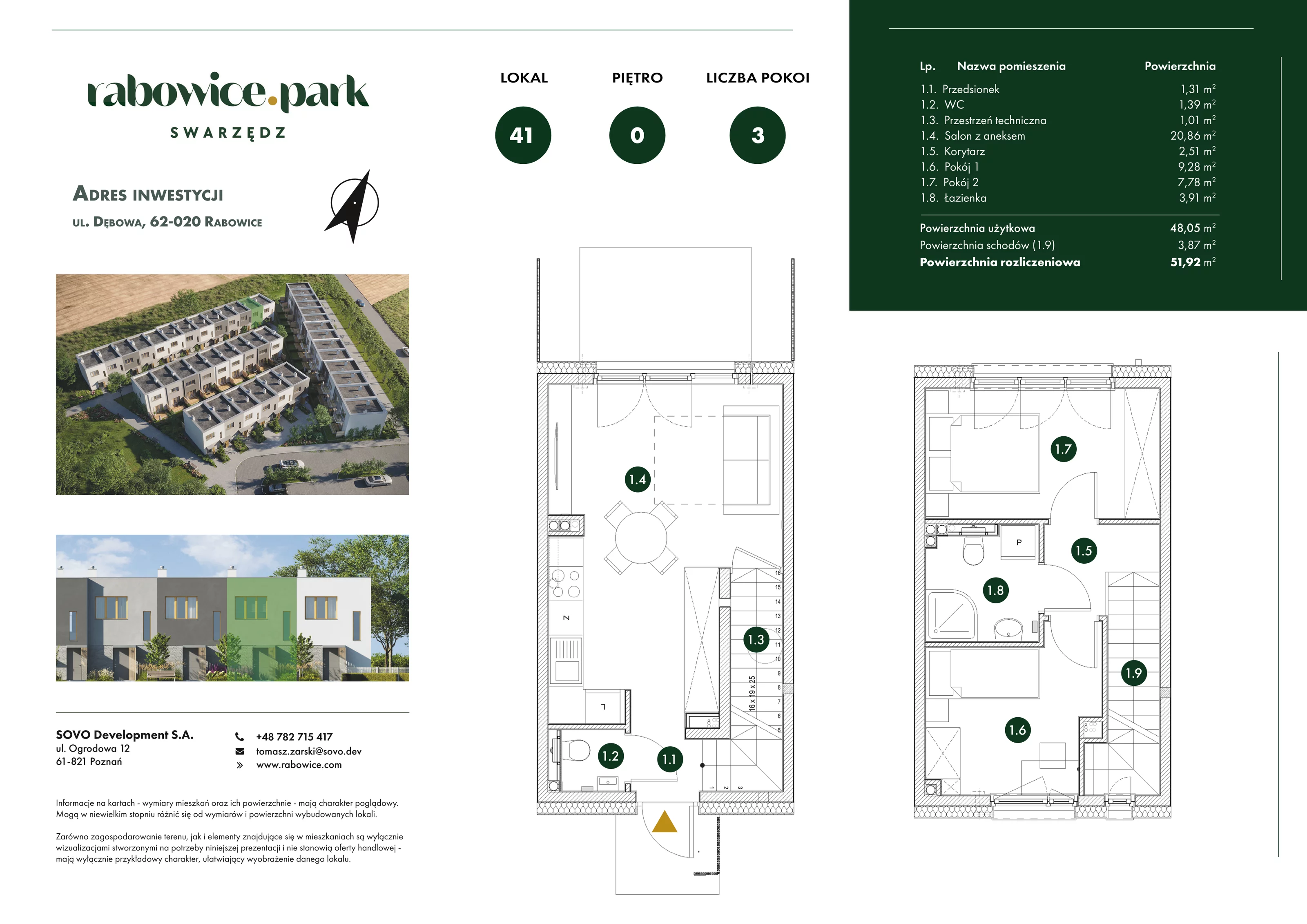 Mieszkanie 51,92 m², parter, oferta nr 41, Rabowice Park, Rabowice, ul. Dębowa