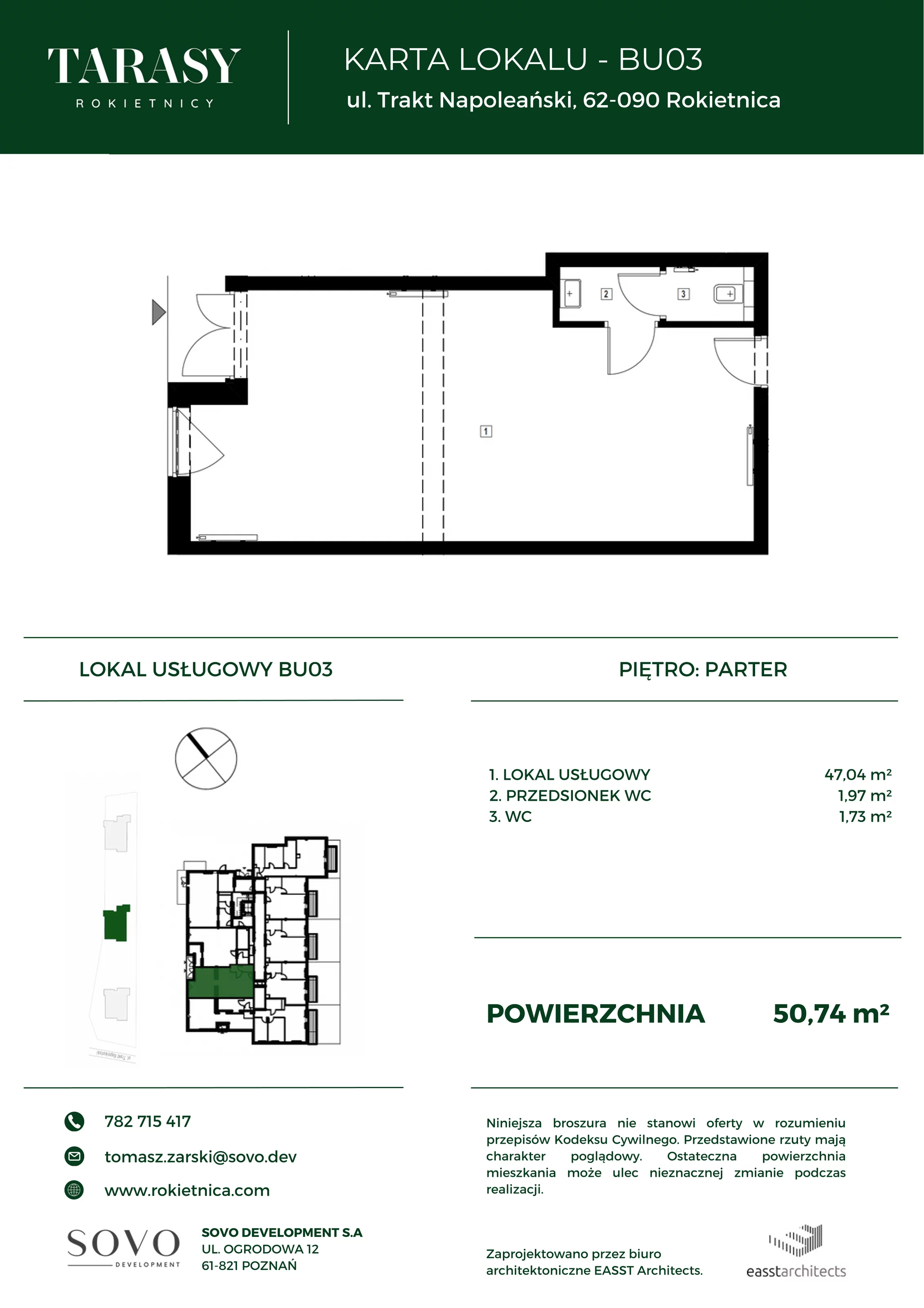 Lokal użytkowy 50,74 m², oferta nr BU03, Tarasy Rokietnicy - lokale usługowe, Rokietnica, ul. Trakt Napoleoński