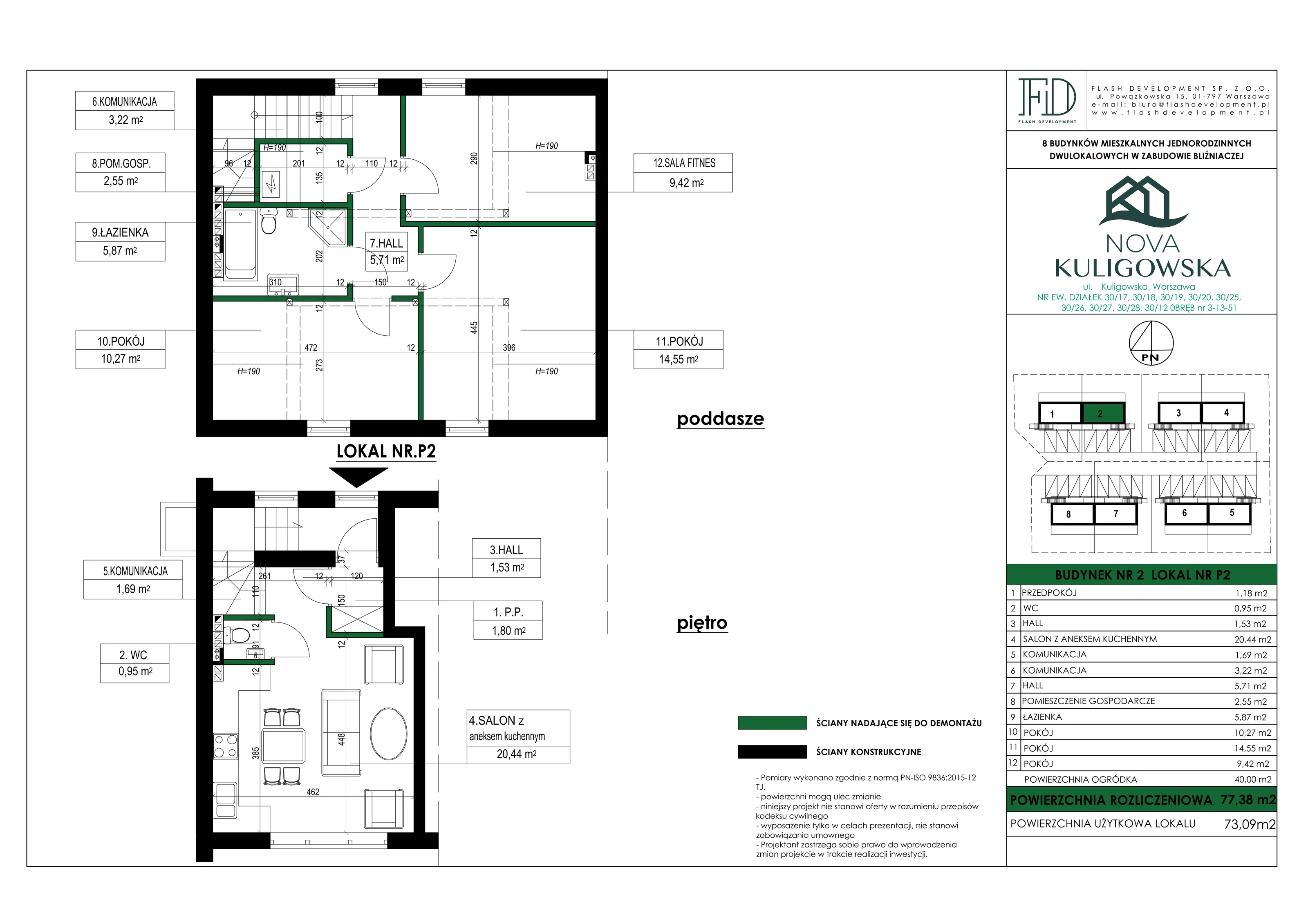 Mieszkanie 77,38 m², parter, oferta nr 2/P2, Nova Kuligowska, Warszawa, Wawer, Zerzeń, ul. Kuligowska