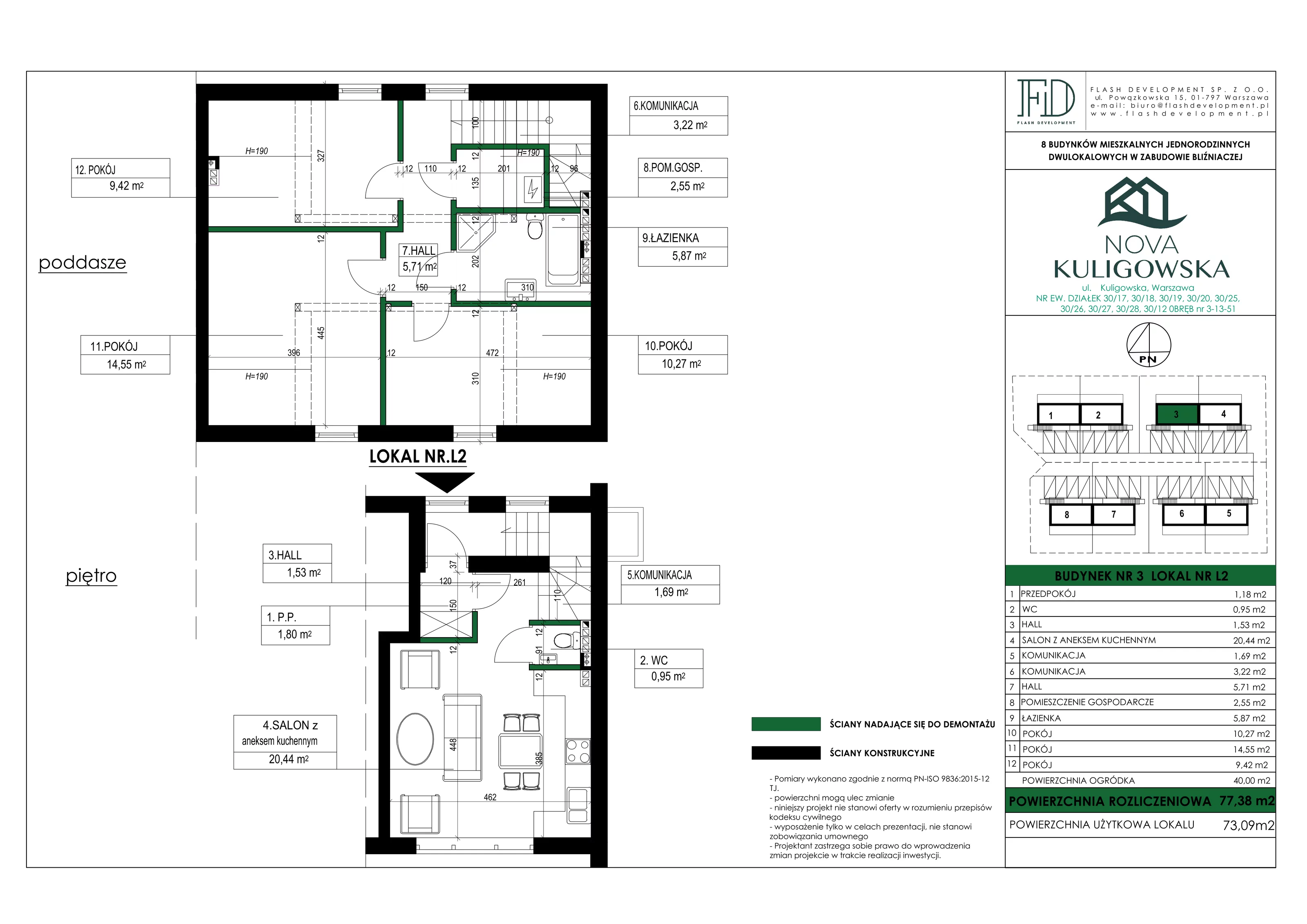 Mieszkanie 77,38 m², parter, oferta nr 3/L2, Nova Kuligowska, Warszawa, Wawer, Zerzeń, ul. Kuligowska