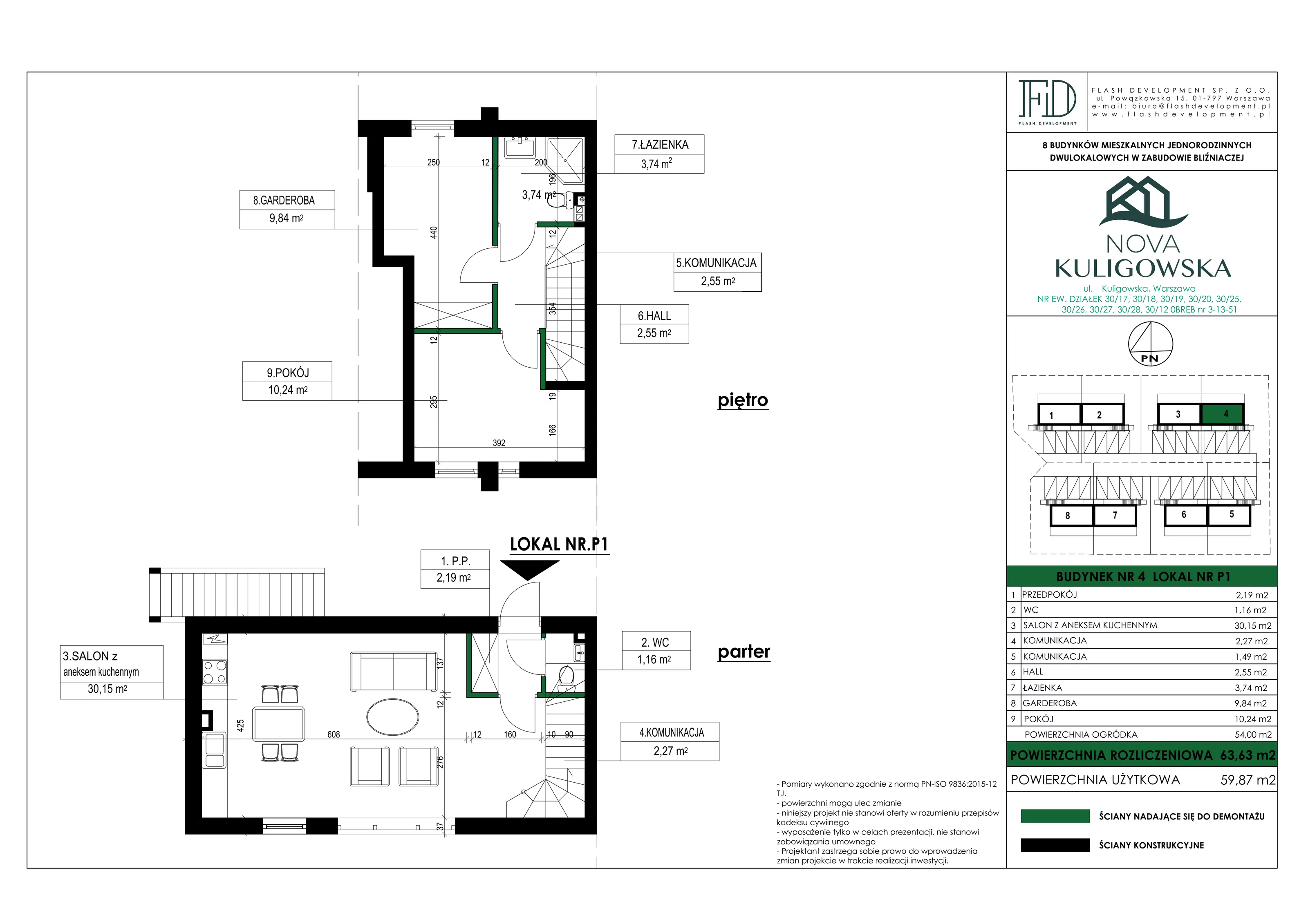 Mieszkanie 63,63 m², parter, oferta nr 4/P1, Nova Kuligowska, Warszawa, Wawer, Zerzeń, ul. Kuligowska