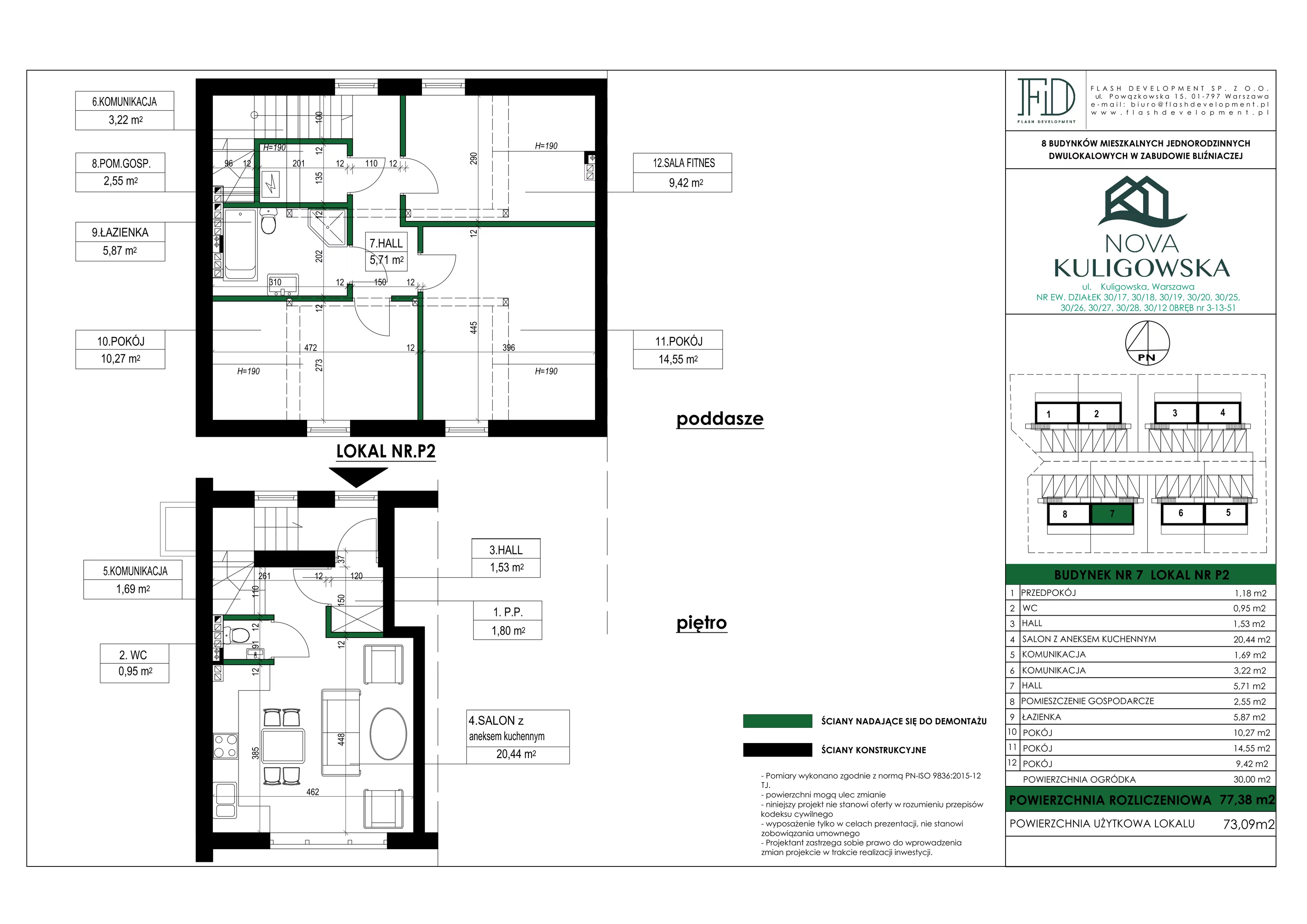 Mieszkanie 77,38 m², parter, oferta nr 7/P2, Nova Kuligowska, Warszawa, Wawer, Zerzeń, ul. Kuligowska