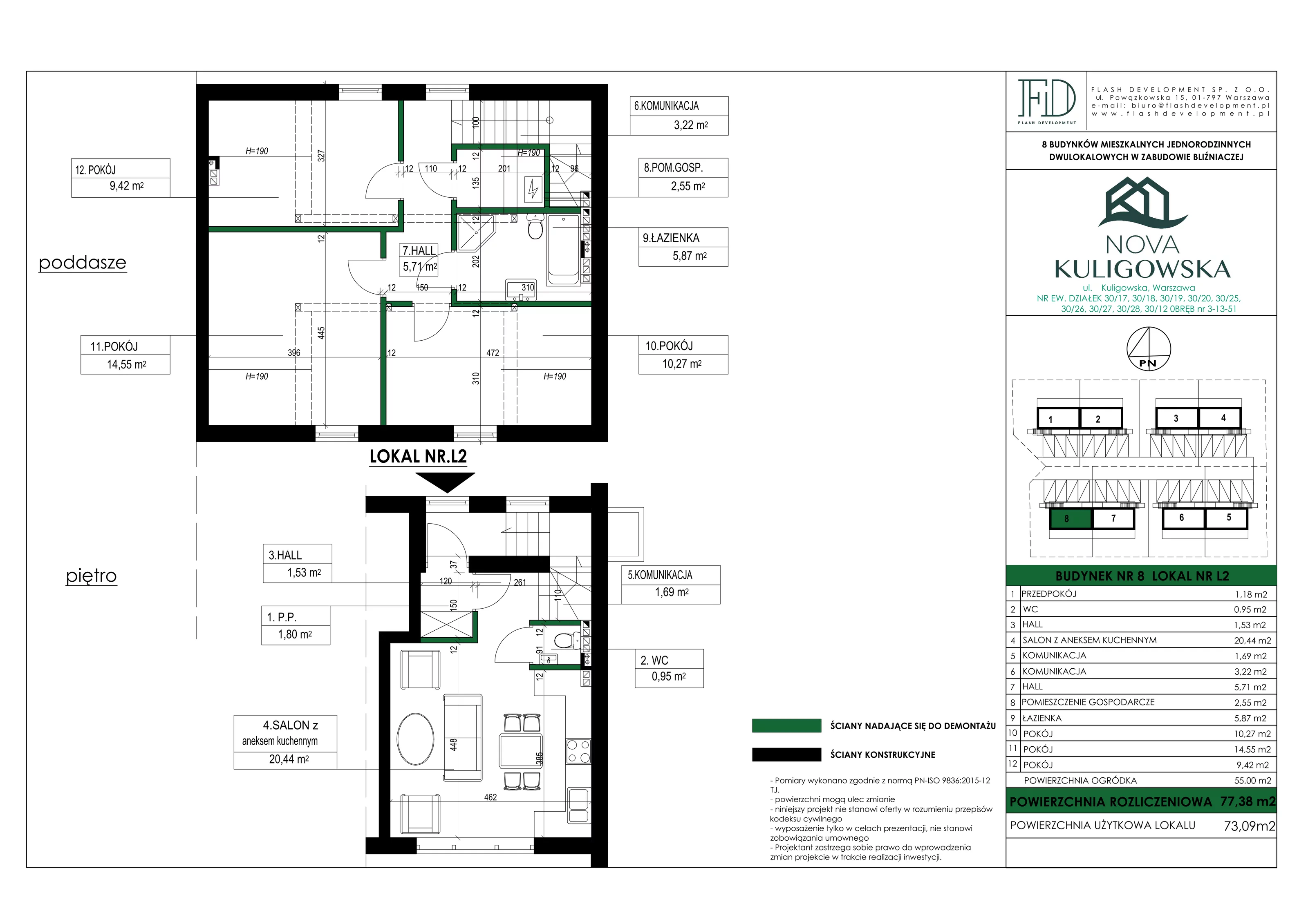 Mieszkanie 77,38 m², parter, oferta nr 8/L2, Nova Kuligowska, Warszawa, Wawer, Zerzeń, ul. Kuligowska