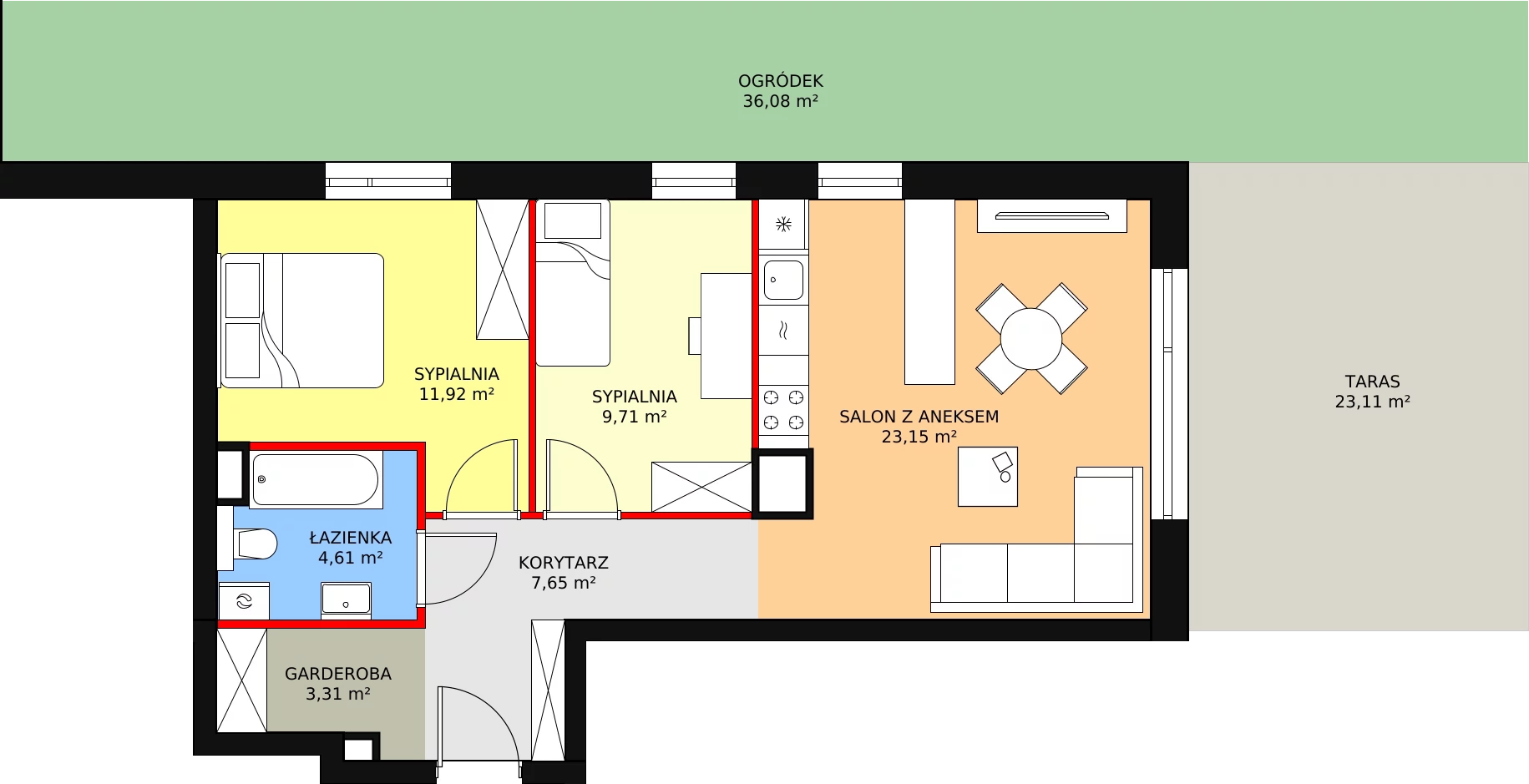 Mieszkanie 60,30 m², parter, oferta nr A1, Bytkowska 113, Katowice, Wełnowiec-Józefowiec, ul. Bytkowska 113