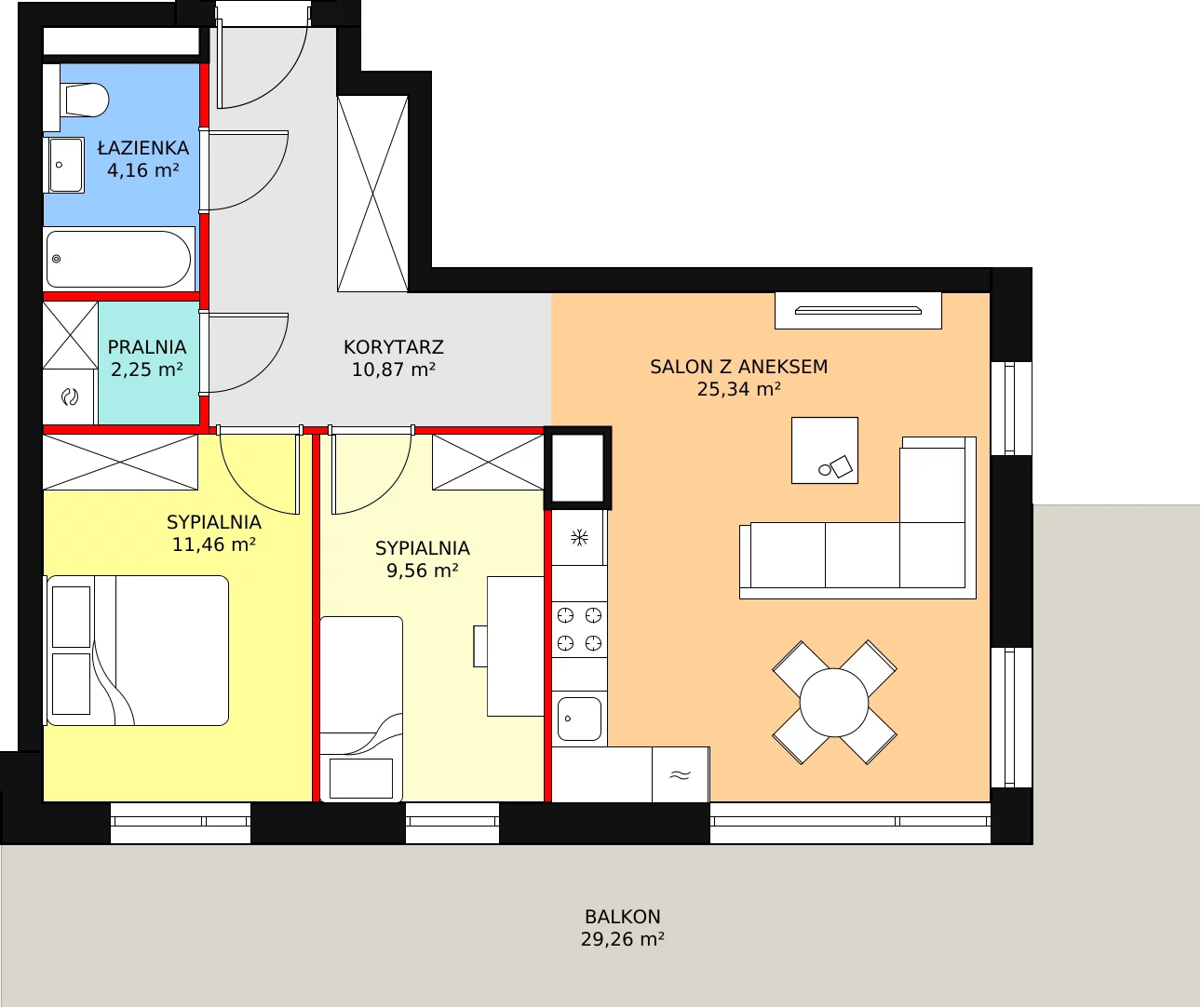 Mieszkanie 63,94 m², piętro 1, oferta nr A13, Bytkowska 113, Katowice, Wełnowiec-Józefowiec, ul. Bytkowska 113