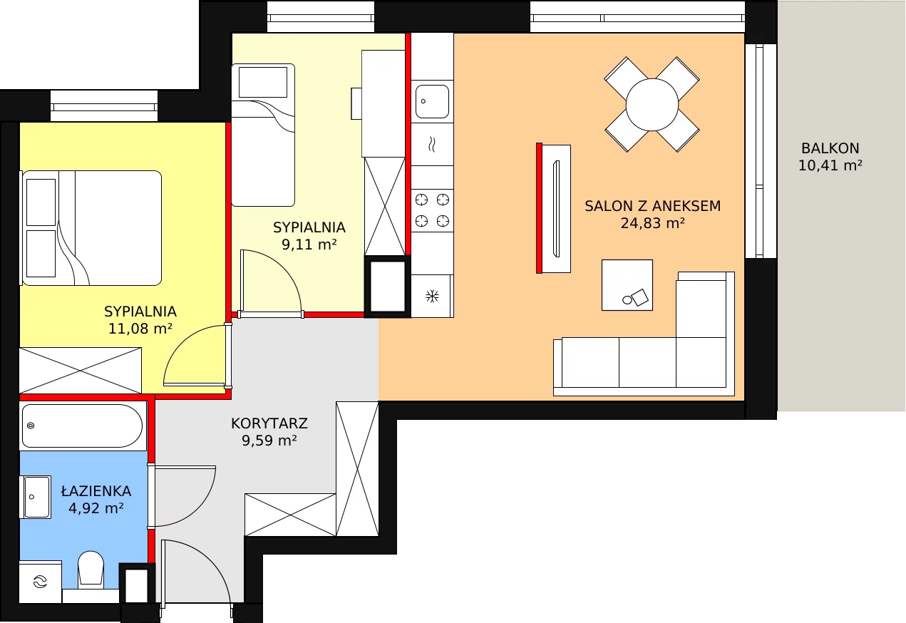 Mieszkanie 60,16 m², piętro 3, oferta nr A24, Bytkowska 113, Katowice, Wełnowiec-Józefowiec, ul. Bytkowska 113