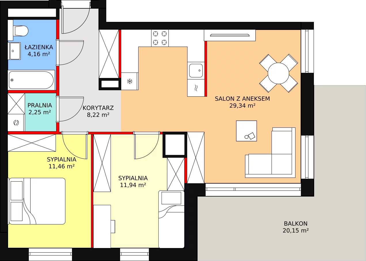 Mieszkanie 67,62 m², piętro 4, oferta nr A36, Bytkowska 113, Katowice, Wełnowiec-Józefowiec, ul. Bytkowska 113