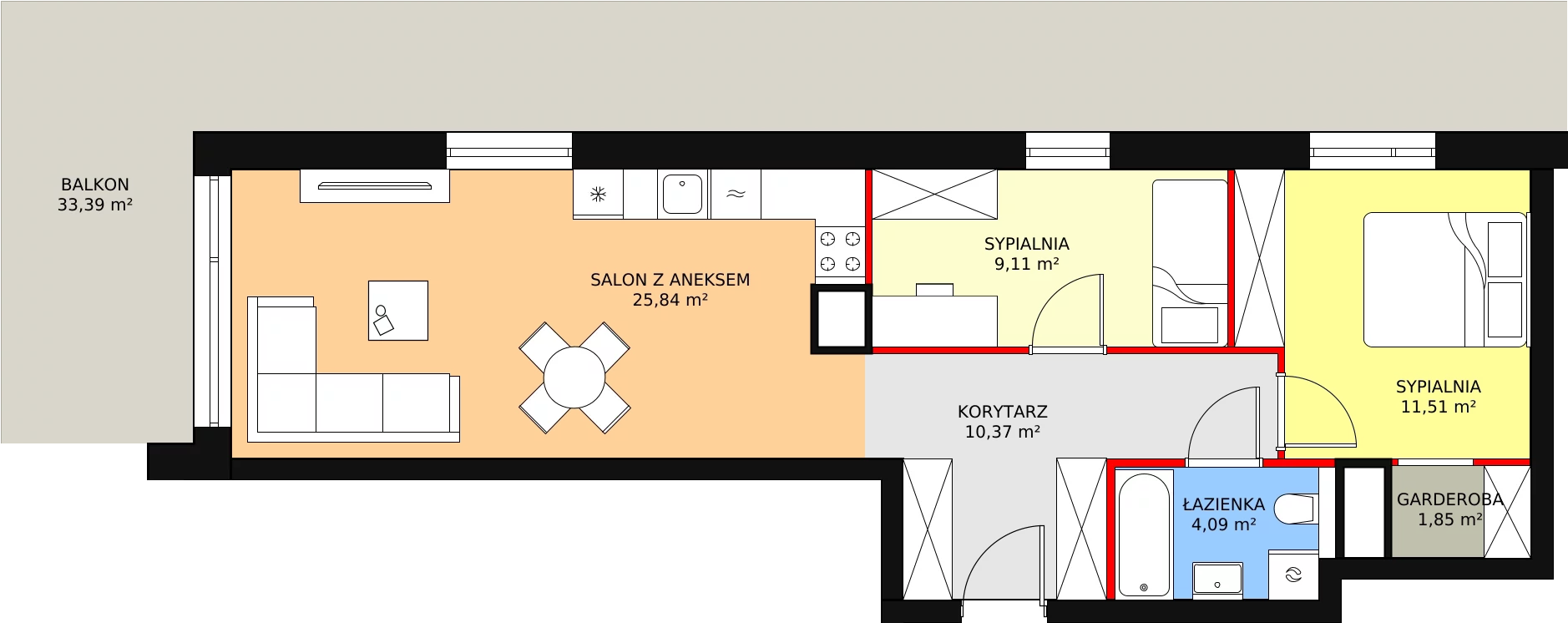 Mieszkanie 63,78 m², piętro 5, oferta nr A43, Bytkowska 113, Katowice, Wełnowiec-Józefowiec, ul. Bytkowska 113