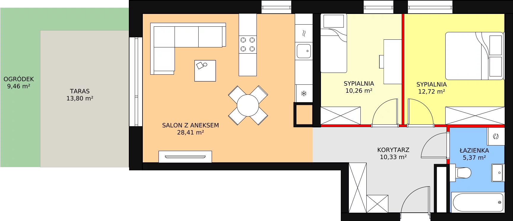 Mieszkanie 66,94 m², parter, oferta nr B6, Bytkowska 113, Katowice, Wełnowiec-Józefowiec, ul. Bytkowska 113