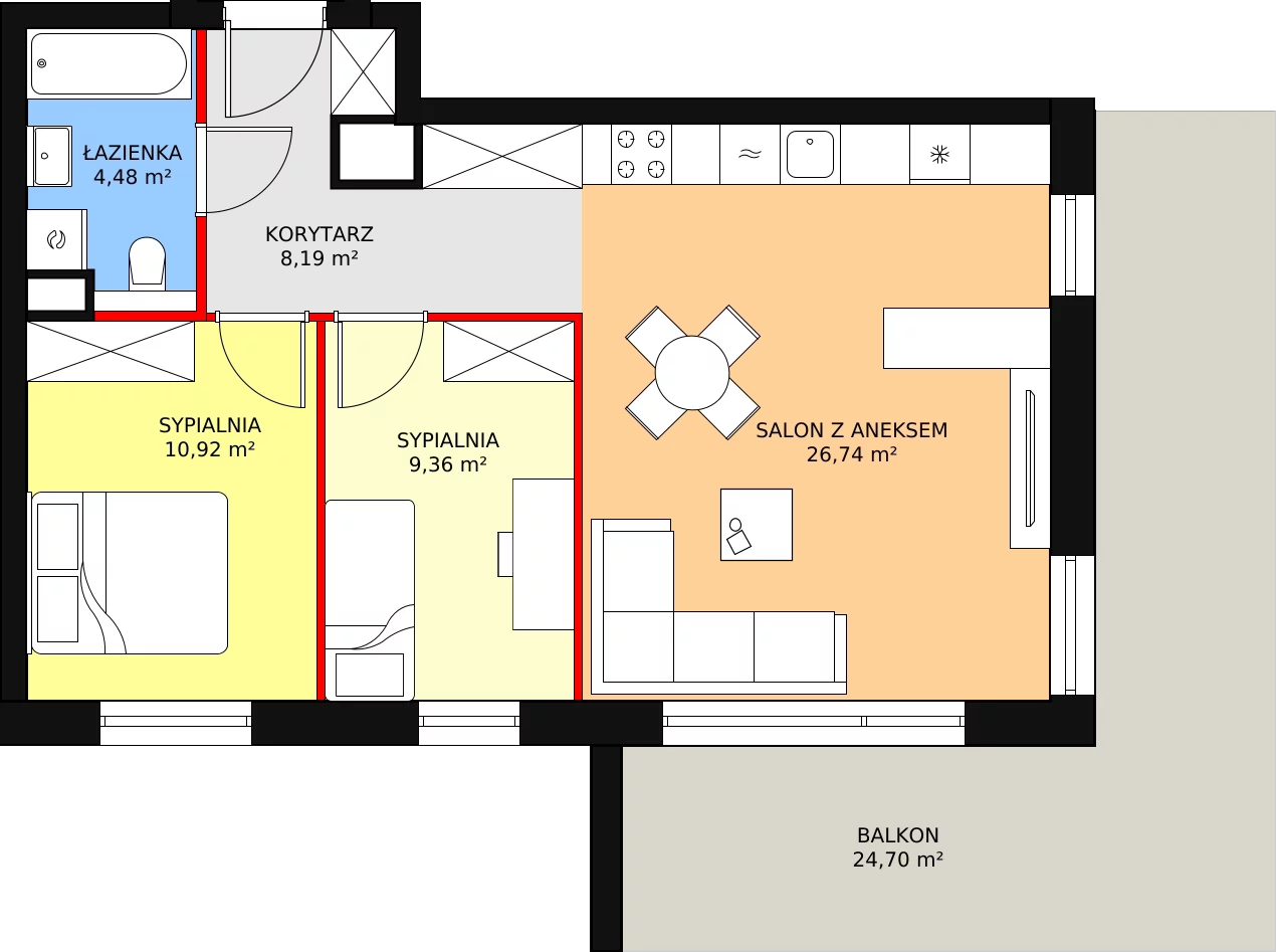 Mieszkanie 60,34 m², piętro 2, oferta nr B17, Bytkowska 113, Katowice, Wełnowiec-Józefowiec, ul. Bytkowska 113