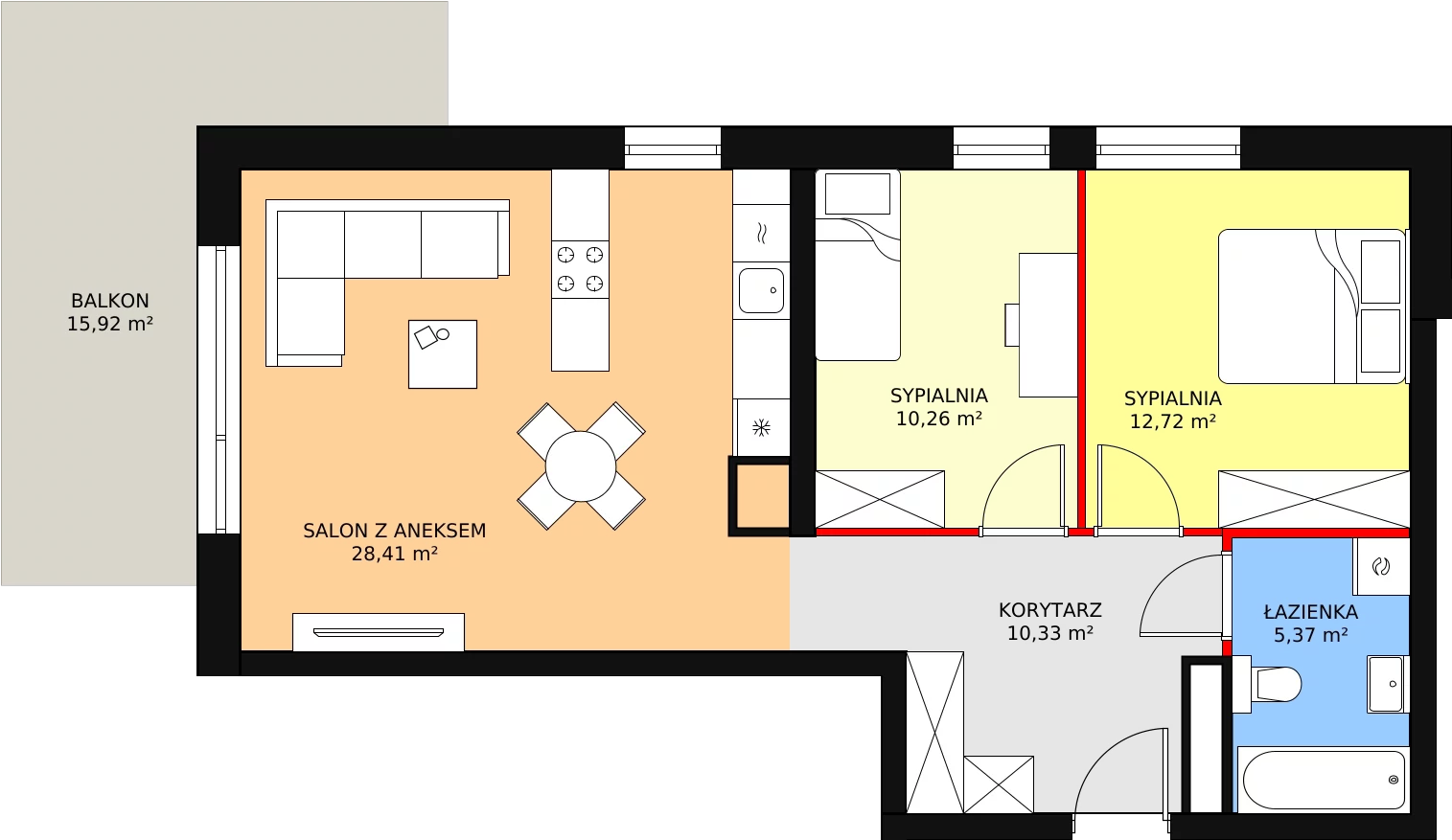 Mieszkanie 67,75 m², piętro 2, oferta nr B18, Bytkowska 113, Katowice, Wełnowiec-Józefowiec, ul. Bytkowska 113