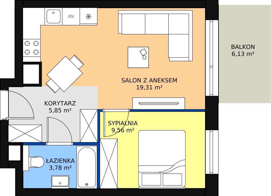 2 pokoje, mieszkanie 39,22 m², piętro 3, oferta nr B22, Bytkowska 113, Katowice, Wełnowiec-Józefowiec, ul. Bytkowska 113