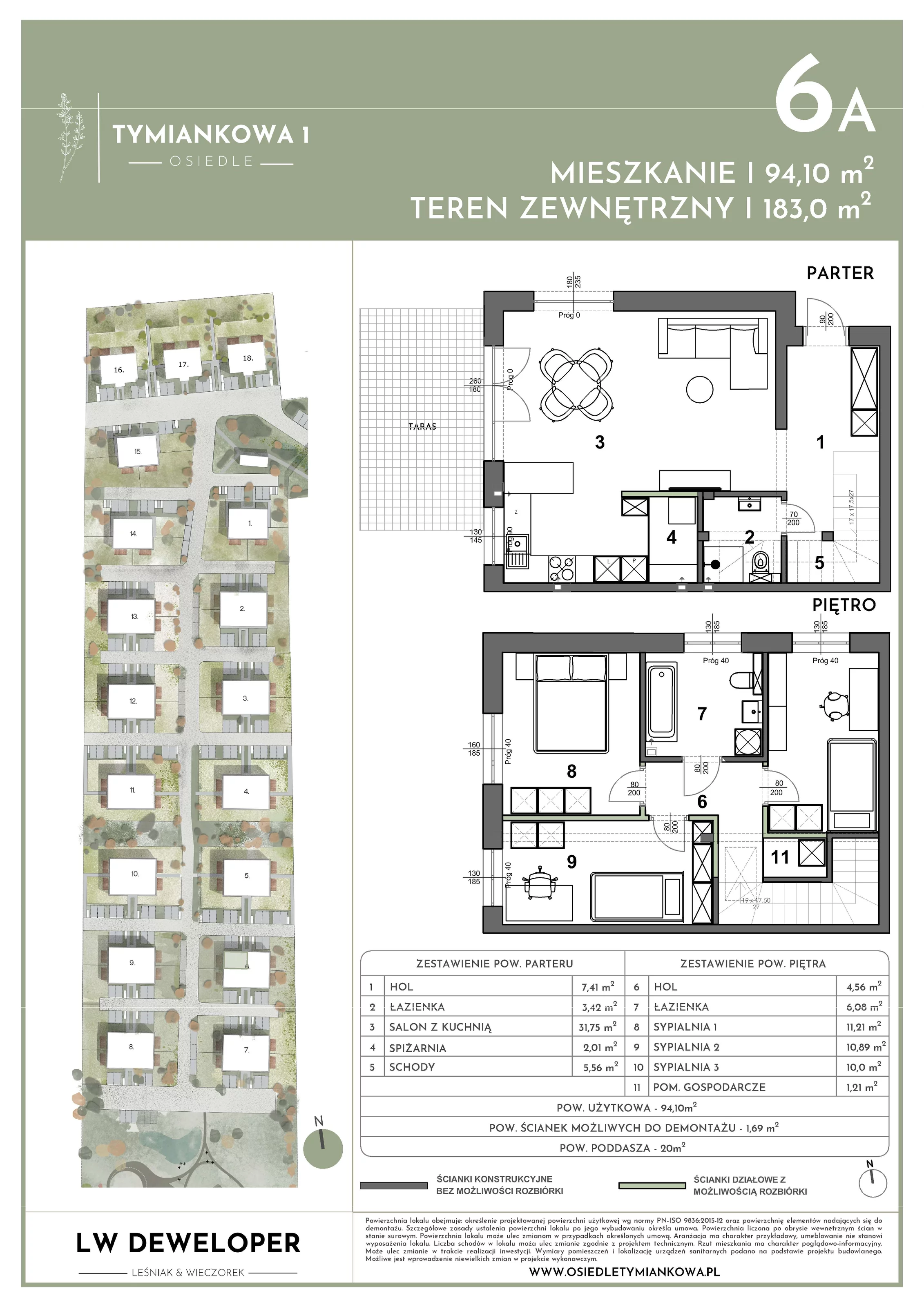 Dom 94,10 m², oferta nr 6A, Osiedle Tymiankowa 1 - domy, Łódź, Widzew, ul. Tymiankowa 1