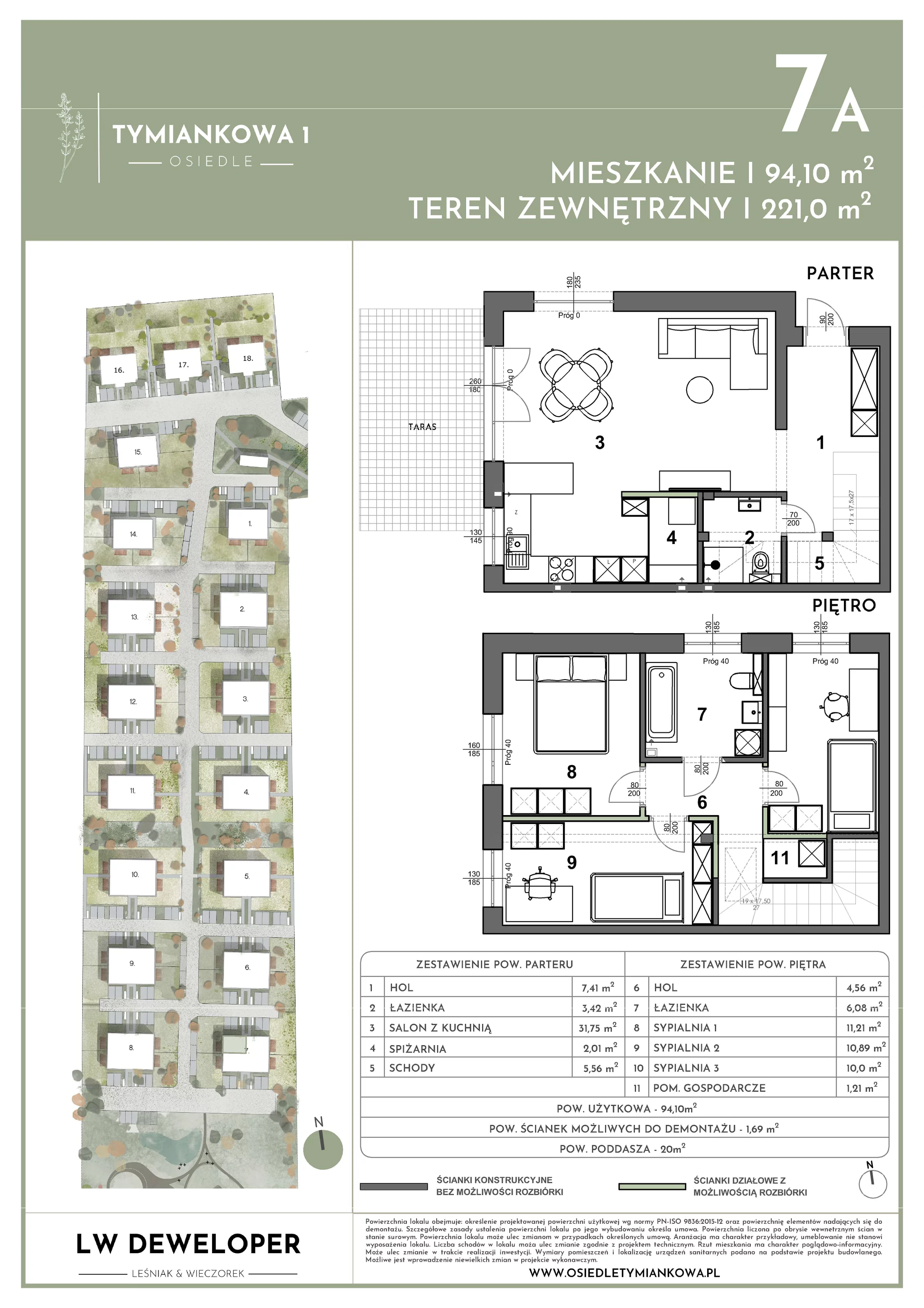 Dom 94,10 m², oferta nr 7A, Osiedle Tymiankowa 1 - domy, Łódź, Widzew, ul. Tymiankowa 1