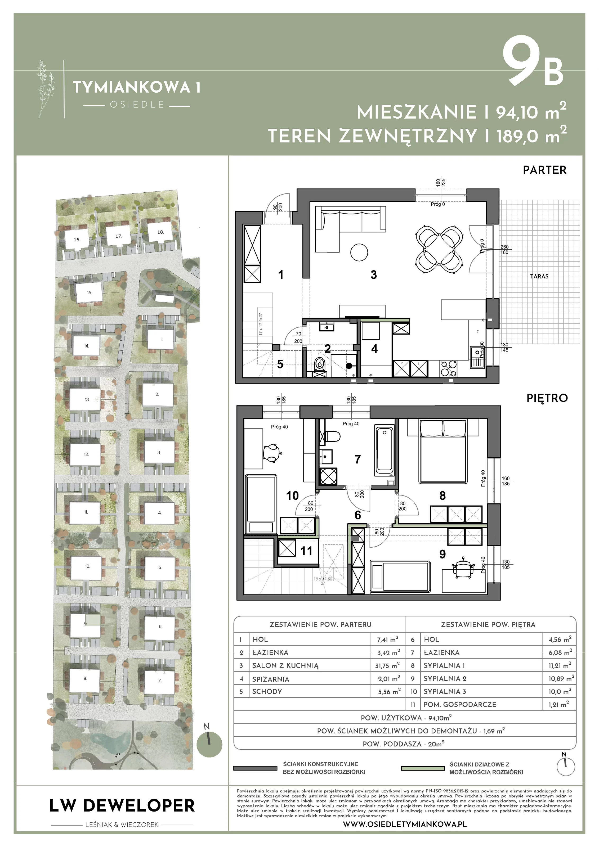 Dom 94,10 m², oferta nr 9B, Osiedle Tymiankowa 1 - domy, Łódź, Widzew, ul. Tymiankowa 1