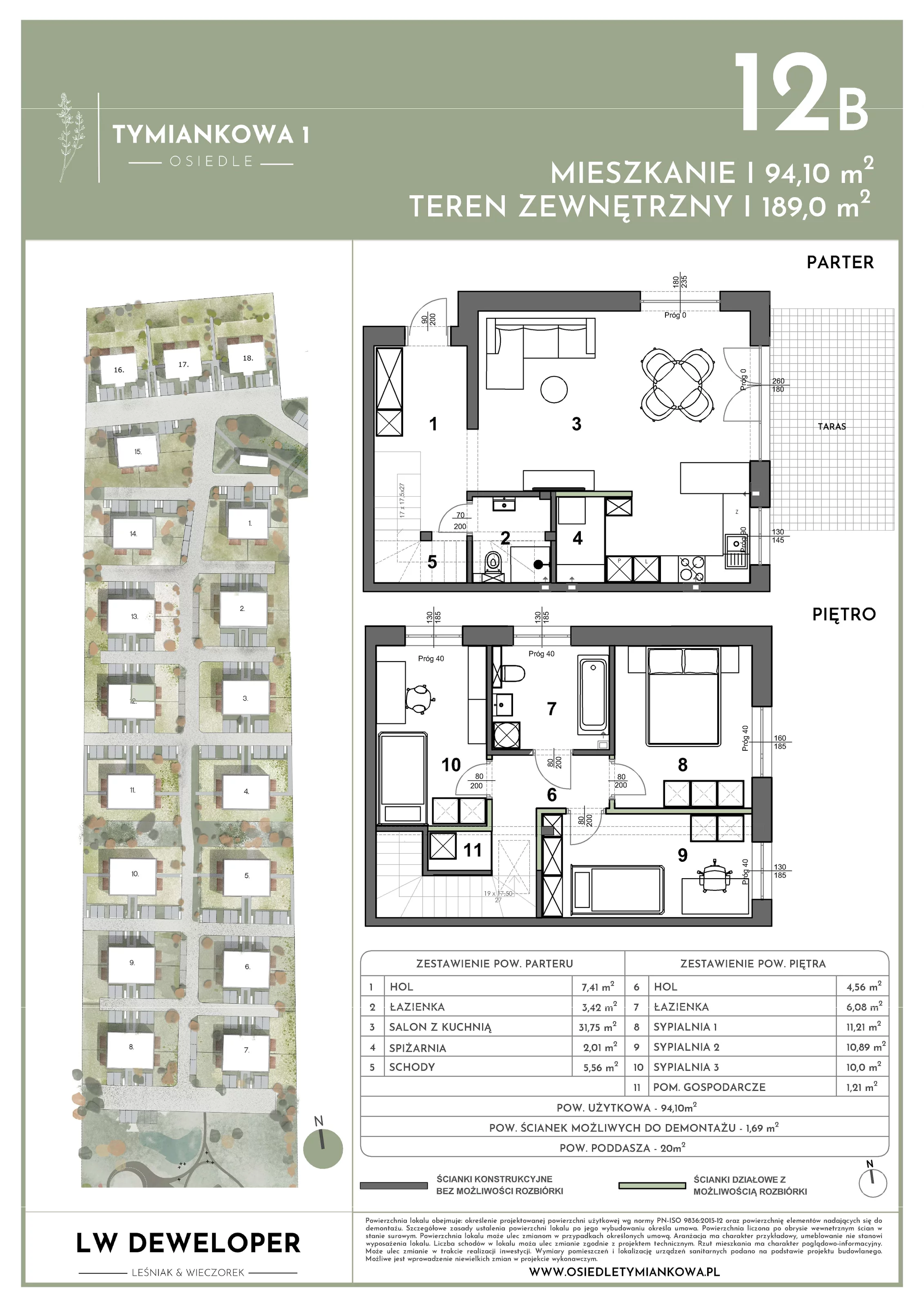 Dom 94,10 m², oferta nr 12B, Osiedle Tymiankowa 1 - domy, Łódź, Widzew, ul. Tymiankowa 1