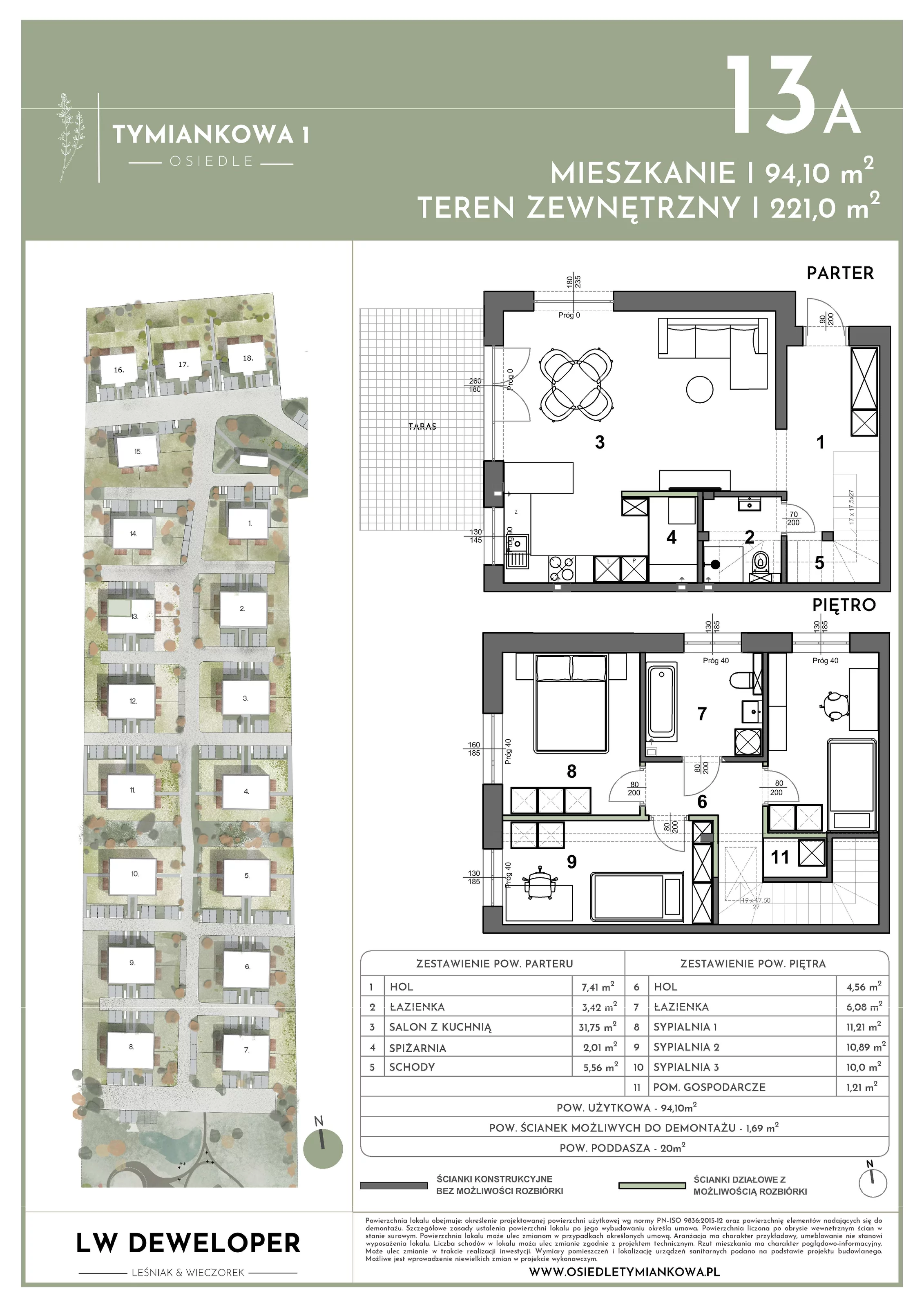 Dom 94,10 m², oferta nr 13A, Osiedle Tymiankowa 1 - domy, Łódź, Widzew, ul. Tymiankowa 1