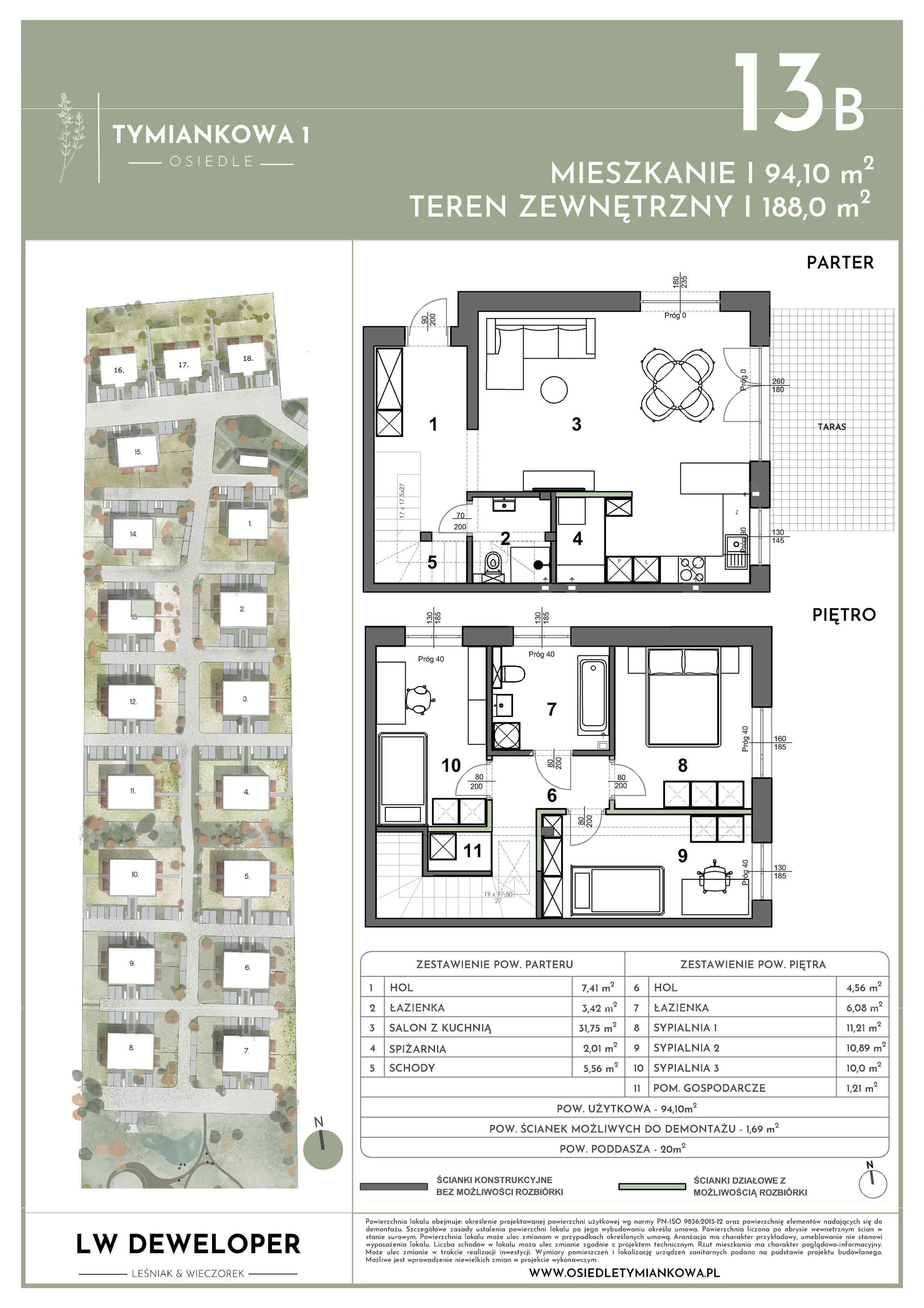 Dom 94,10 m², oferta nr 13B, Osiedle Tymiankowa 1 - domy, Łódź, Widzew, ul. Tymiankowa 1