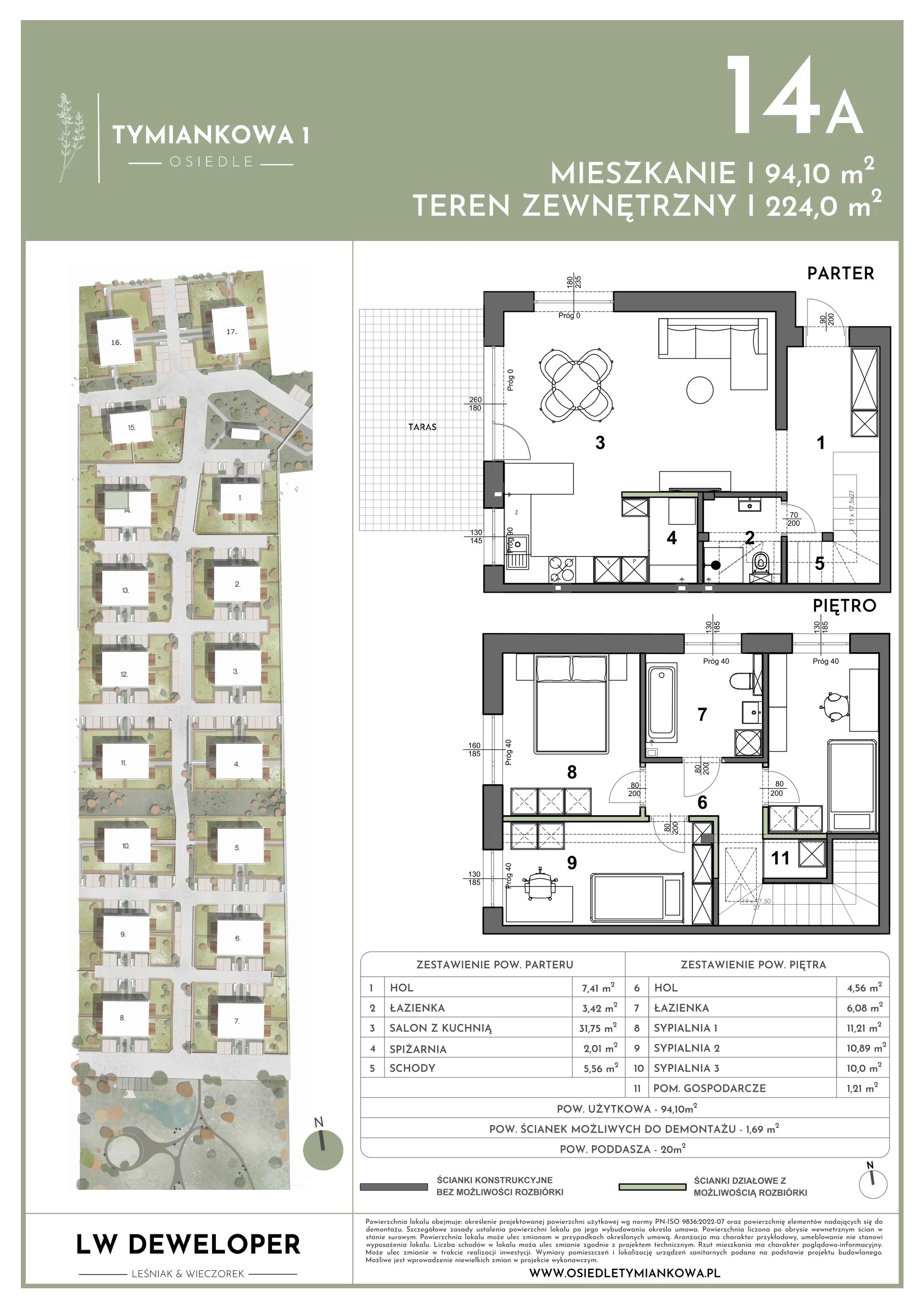 Dom 94,10 m², oferta nr 14A, Osiedle Tymiankowa 1 - domy, Łódź, Widzew, ul. Tymiankowa 1