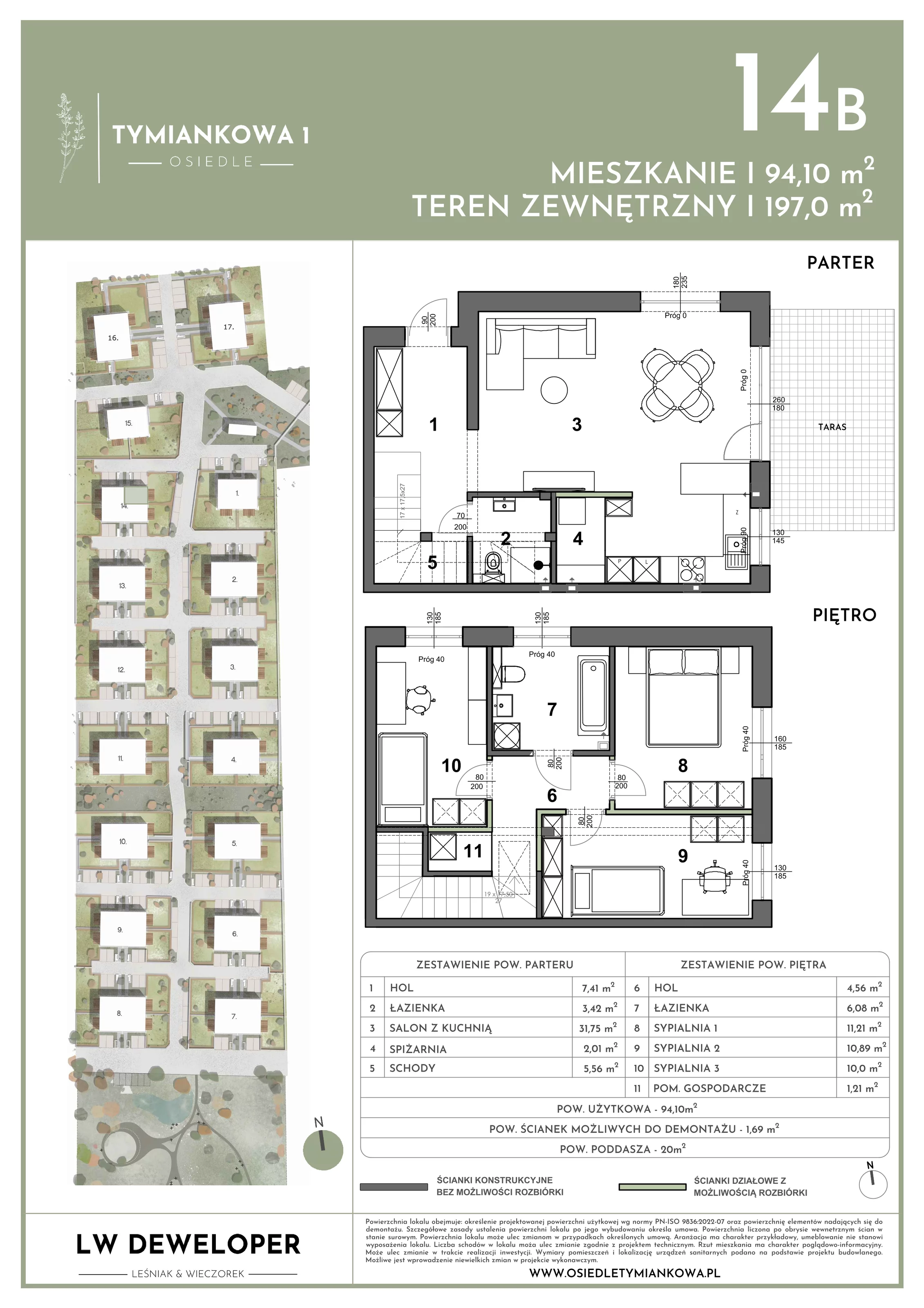 Dom 94,10 m², oferta nr 14B, Osiedle Tymiankowa 1 - domy, Łódź, Widzew, ul. Tymiankowa 1