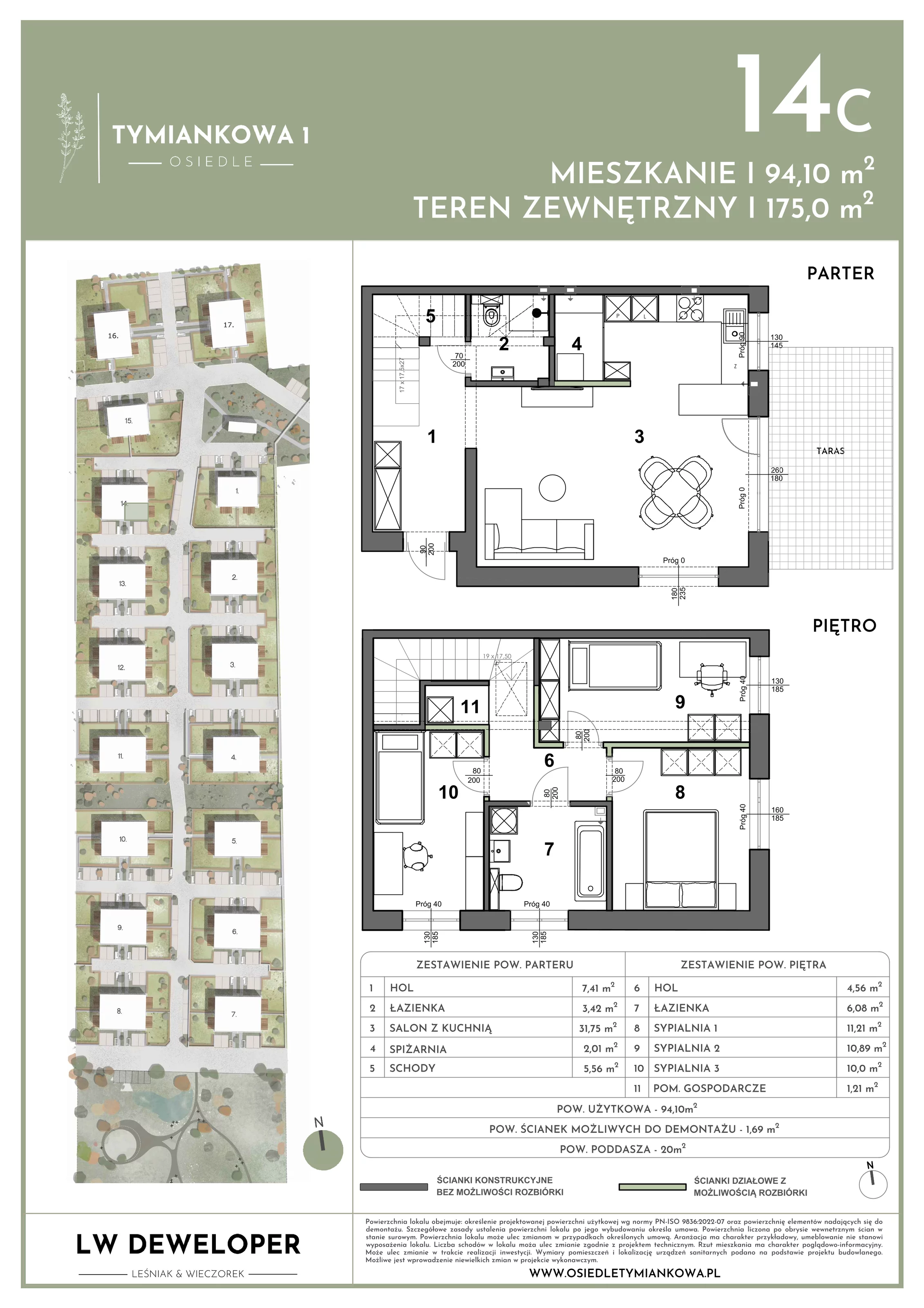 Dom 94,10 m², oferta nr 14C, Osiedle Tymiankowa 1 - domy, Łódź, Widzew, ul. Tymiankowa 1