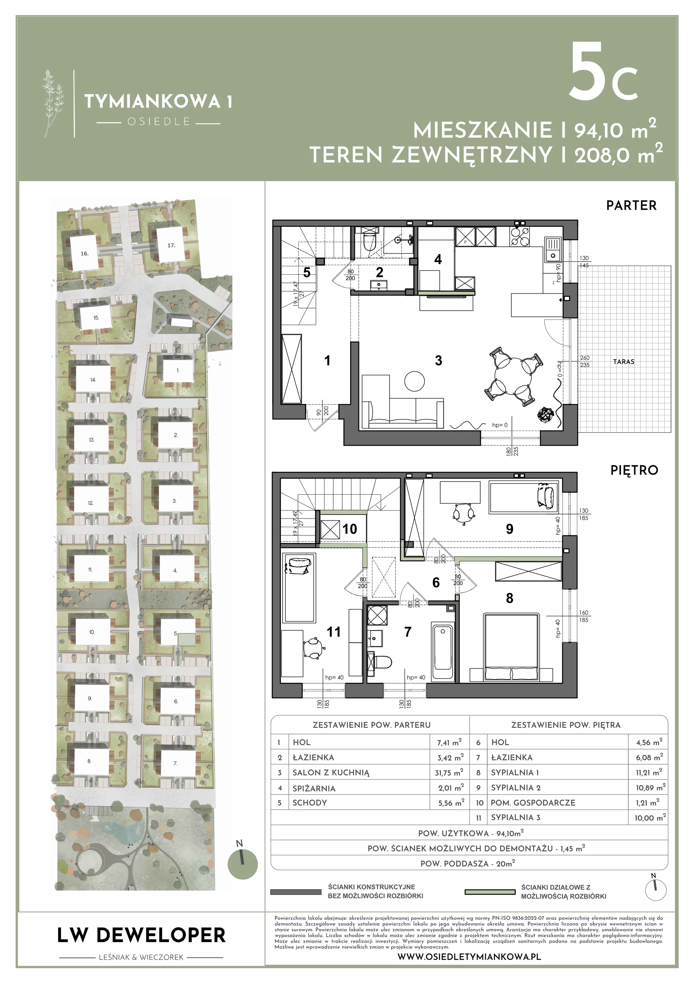 Dom 94,10 m², oferta nr 5C, Osiedle Tymiankowa 1 - domy, Łódź, Widzew, ul. Tymiankowa 1